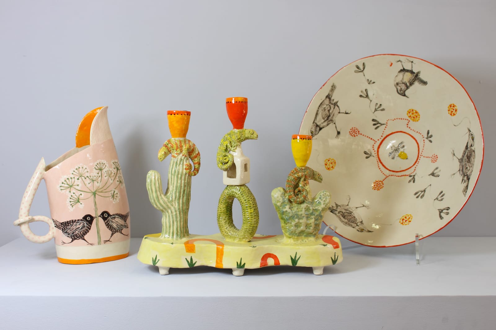 Laurance Simon ceramic Candelabra, Jug and Serving bowl