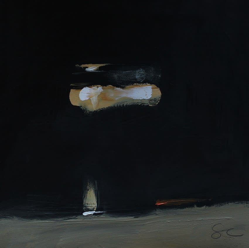 Glass of stout Oil Painting on panel by artist Stephen Charlton