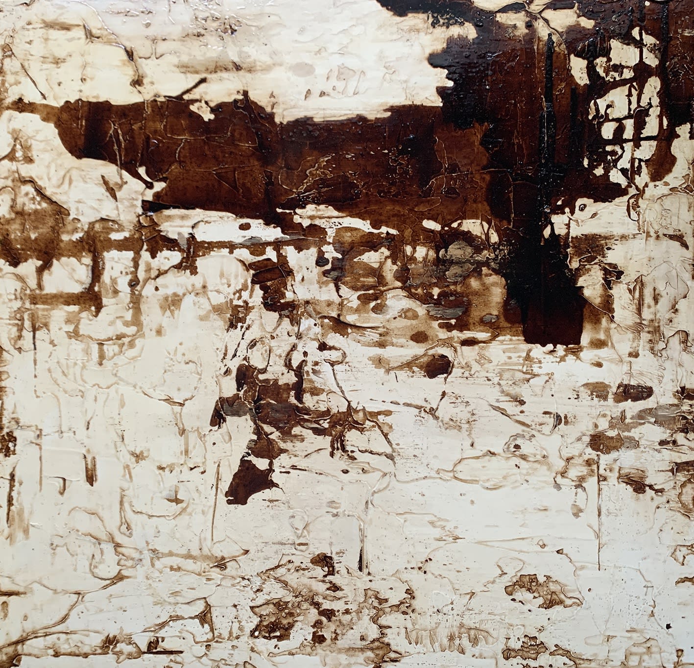 Coffee on acrylic contemporary painting on board by artist Stephen Charlton