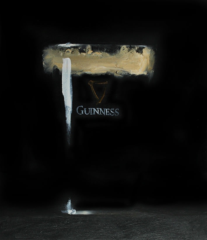 Pint of Guinness Oil Painting on panel by artist Stephen Charlton