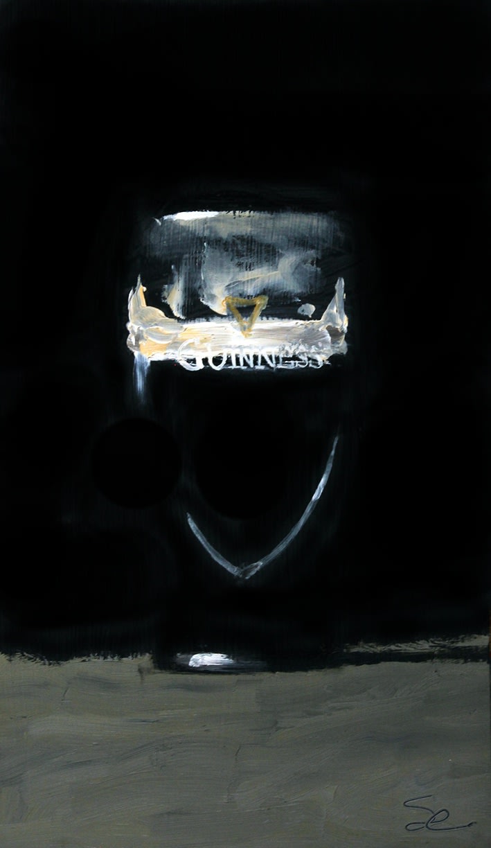 Pint of Guinness Oil Painting on panel by artist Stephen Charlton