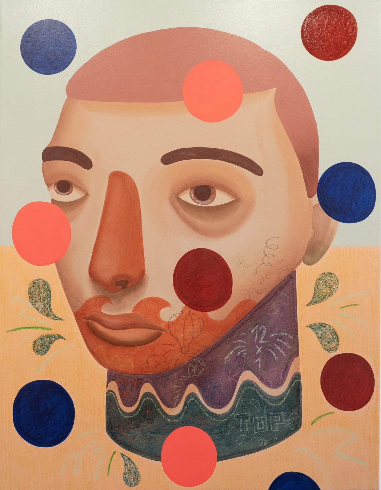Acrylic paint and oil pastel on canvas. Artwork by Finok.