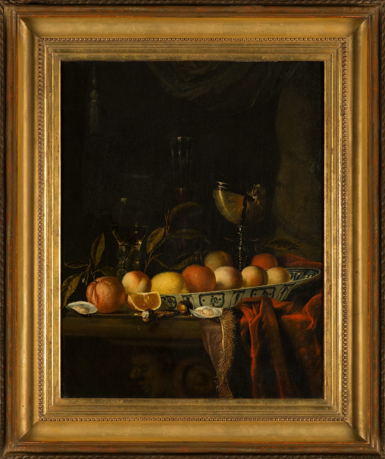 Hendrick VAN STREECK (1659-1719), nature morte aux fruits, aux huitres et au nautile, 18 ème