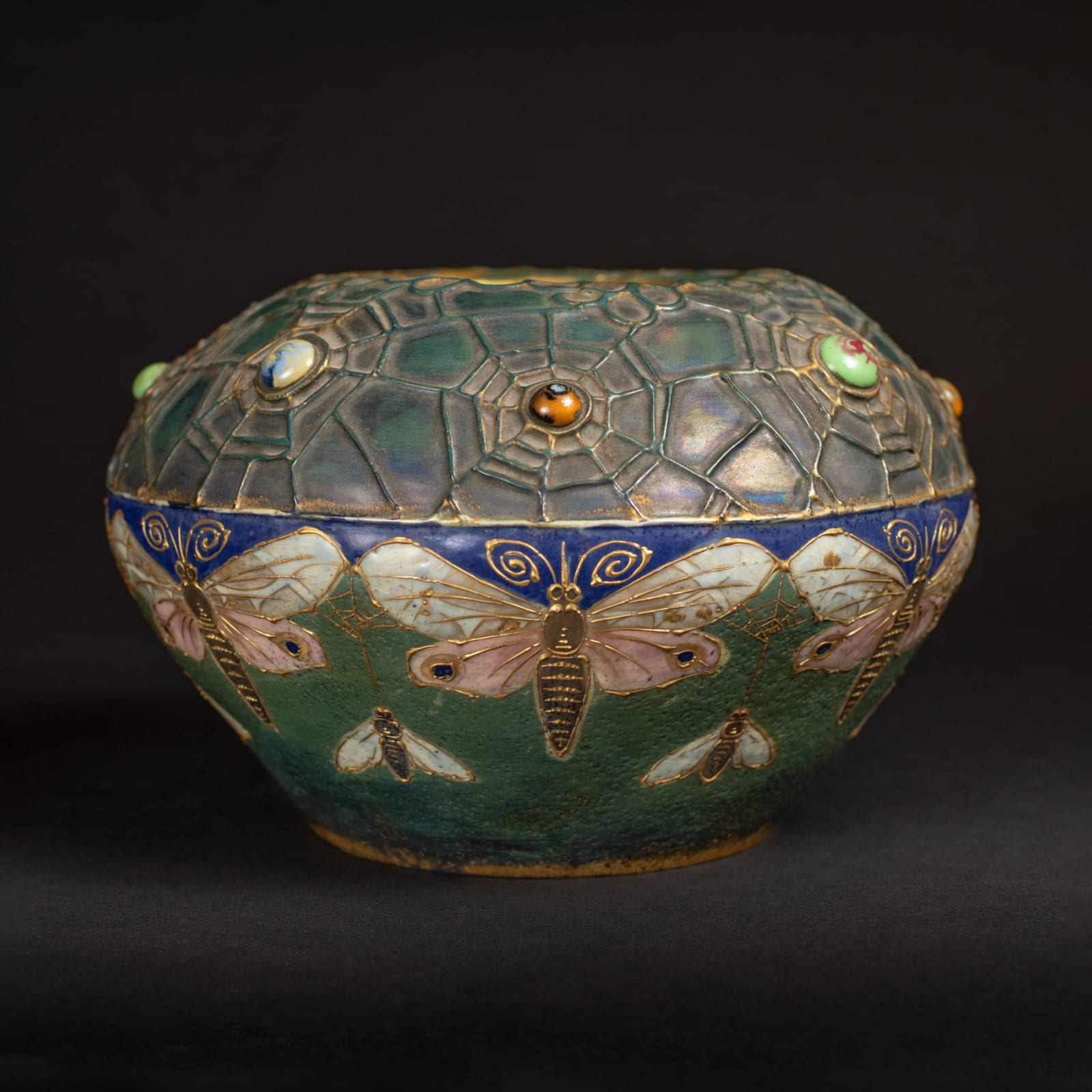 Amphora, Gres Bijou Butterflies & Spiderwebs Bowl-Shaped Vase,  1904-1906