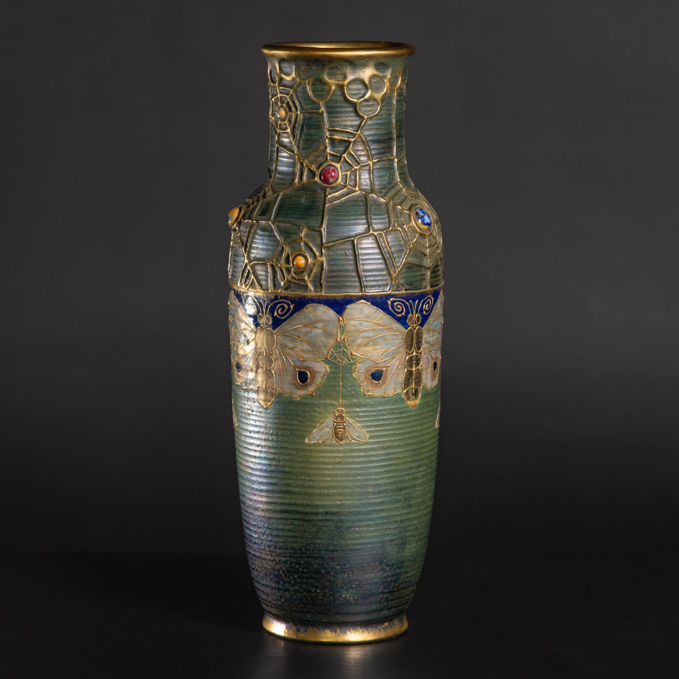 Amphora, Gres Bijou Series Butterflies & Spiderwebs Semiramis Vase,  1904-1906
