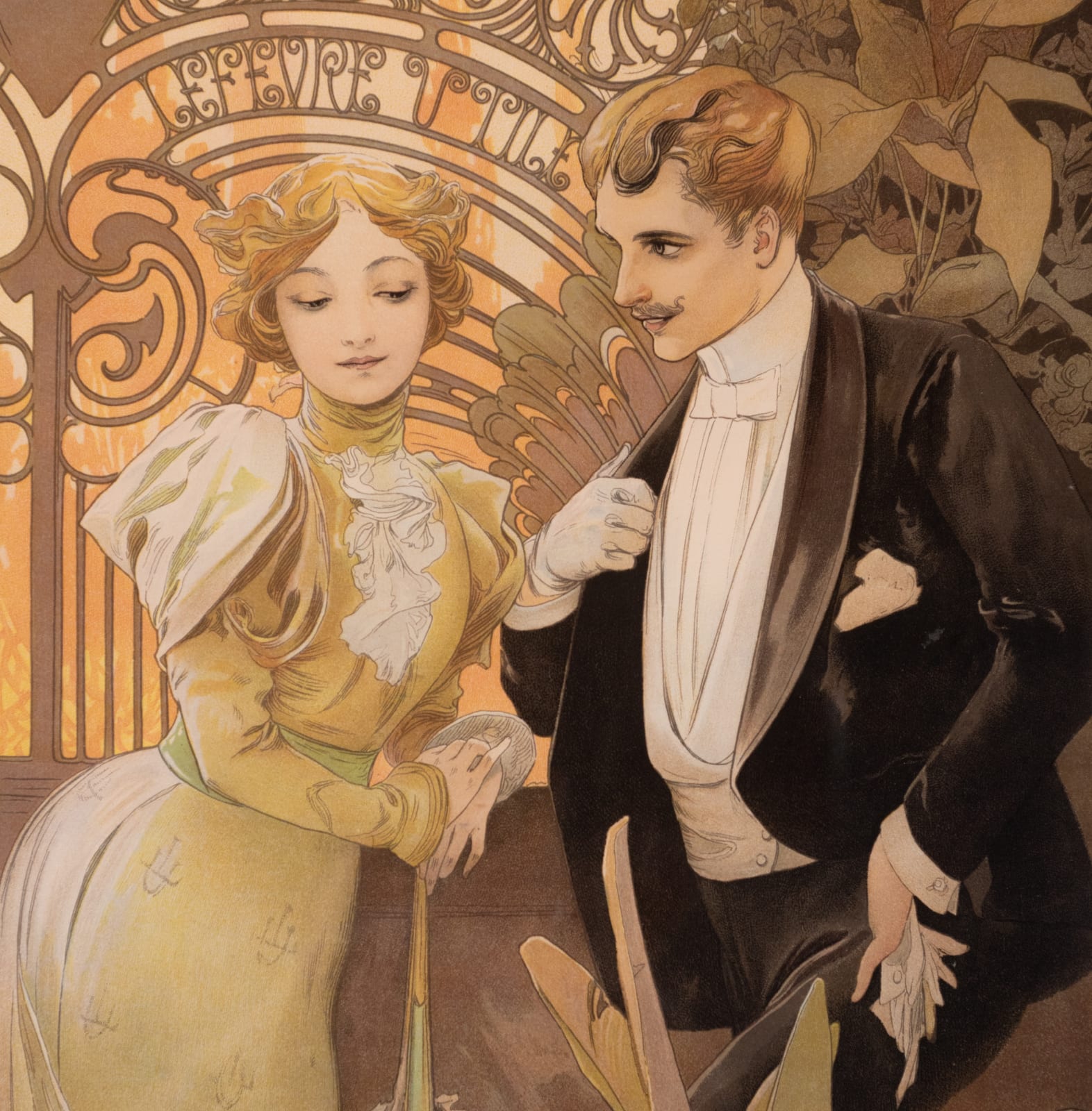 Alphonse Mucha, Flirt (Biscuits Lefevre-Utile),  1897