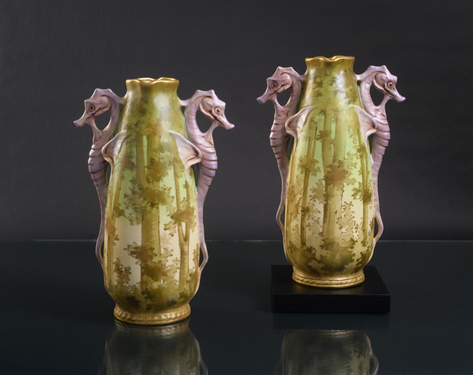 Amphora, Pair of Vases with Seahorse Handles,  1899-1900