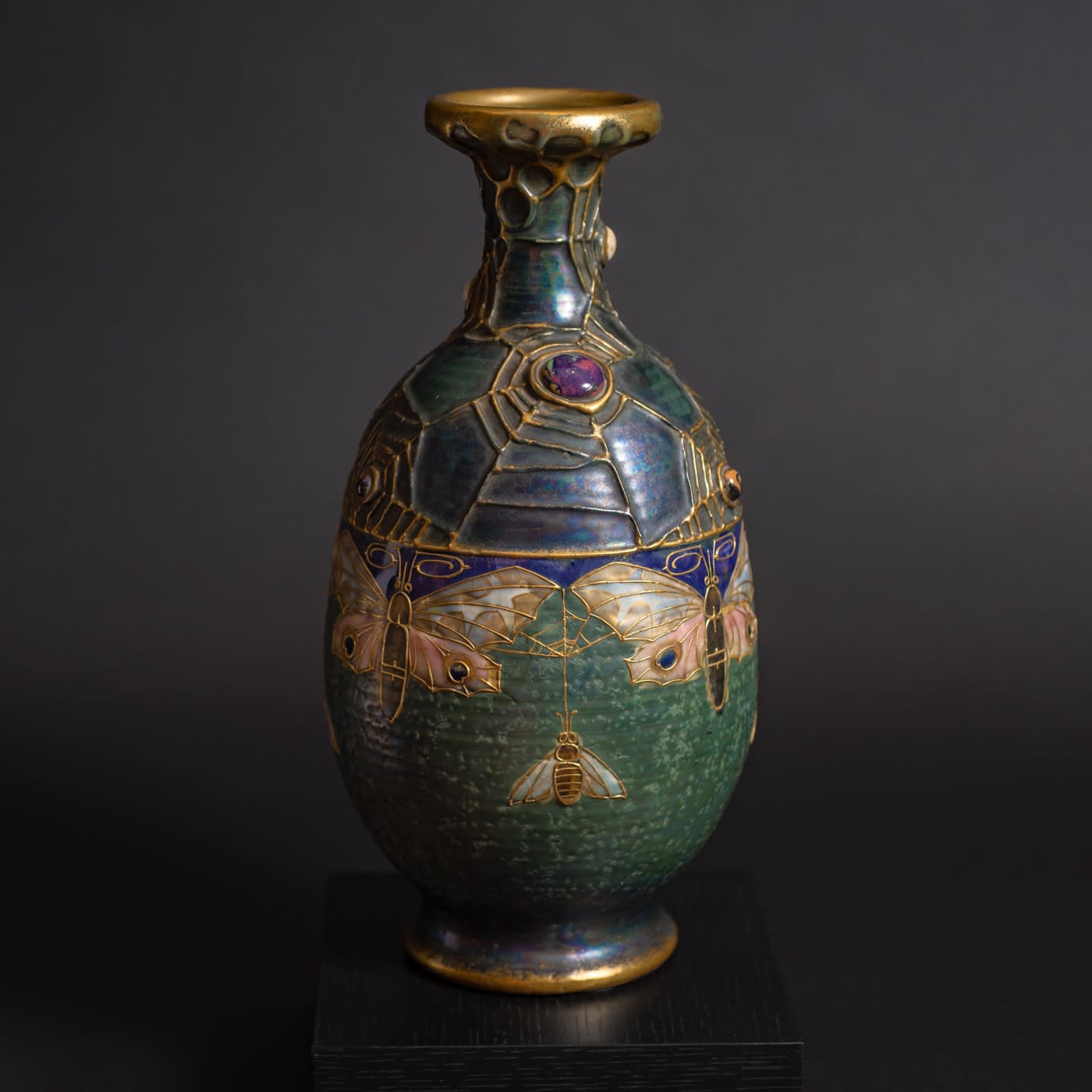 Amphora, Gres Bijou Series Butterflies & Spiderwebs Semiramis Vase,  1904-1906