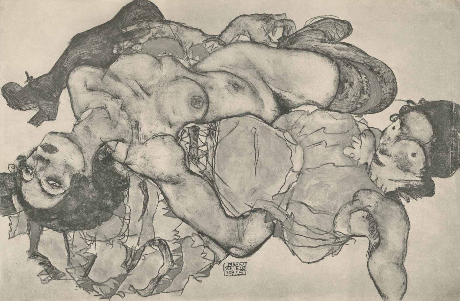 Egon Schiele, Two Girls, Lying Entwined,  1917