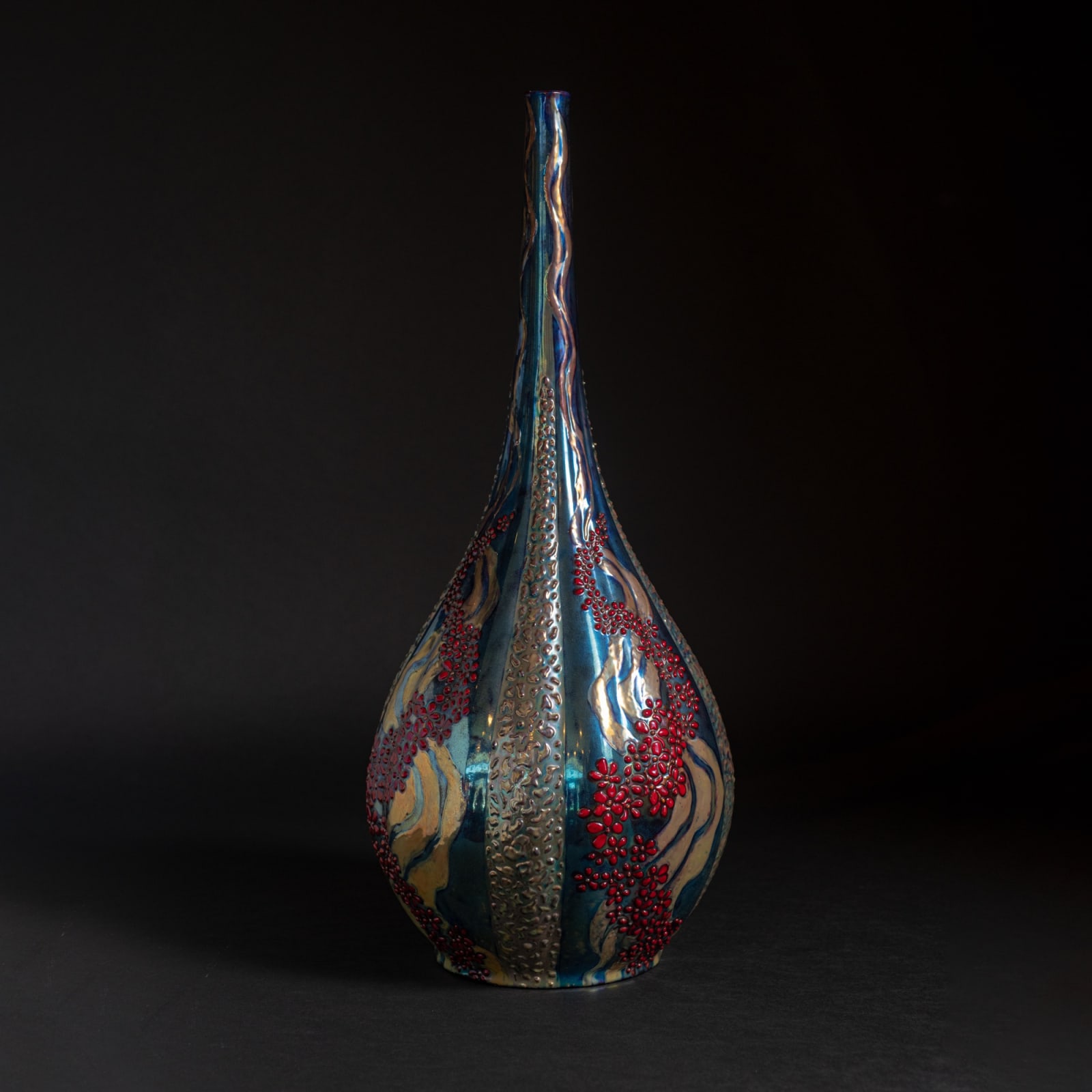 Zsolnay Pecs, Floral Ether Vase,  1899