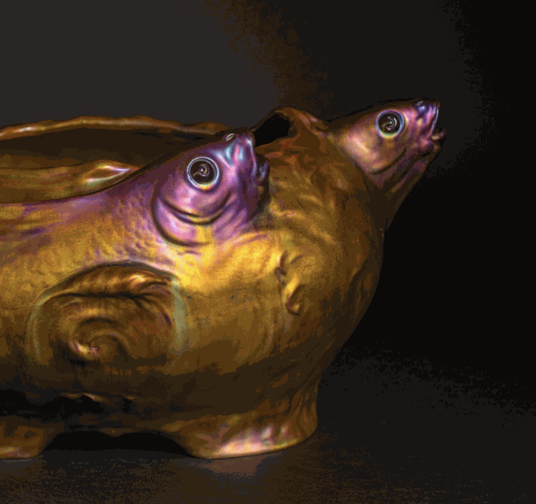 Zsolnay Pecs, Centerpiece Fish Bowl,  1899-1909
