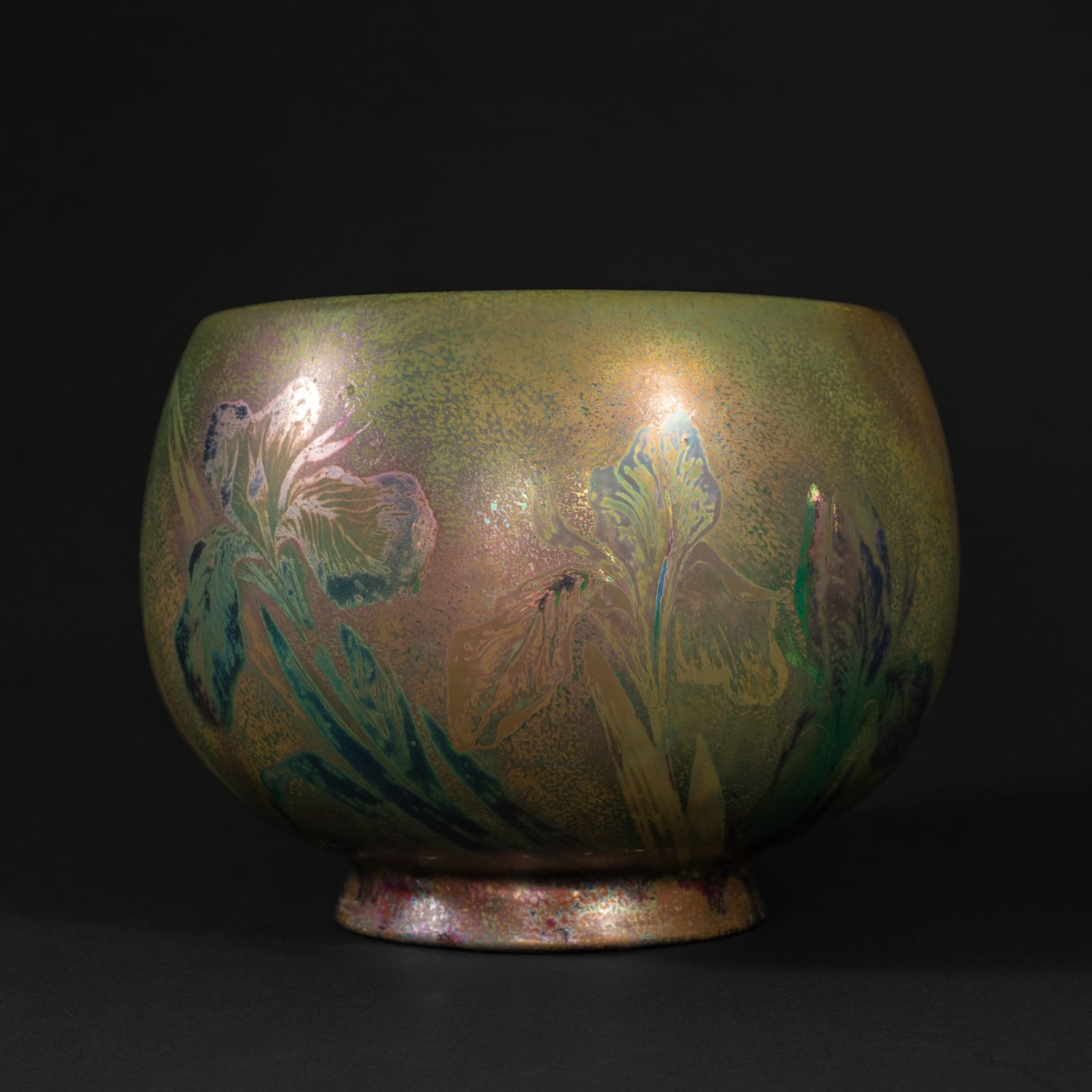 Massier, Lilac Iris Cachepot,  c. 1900