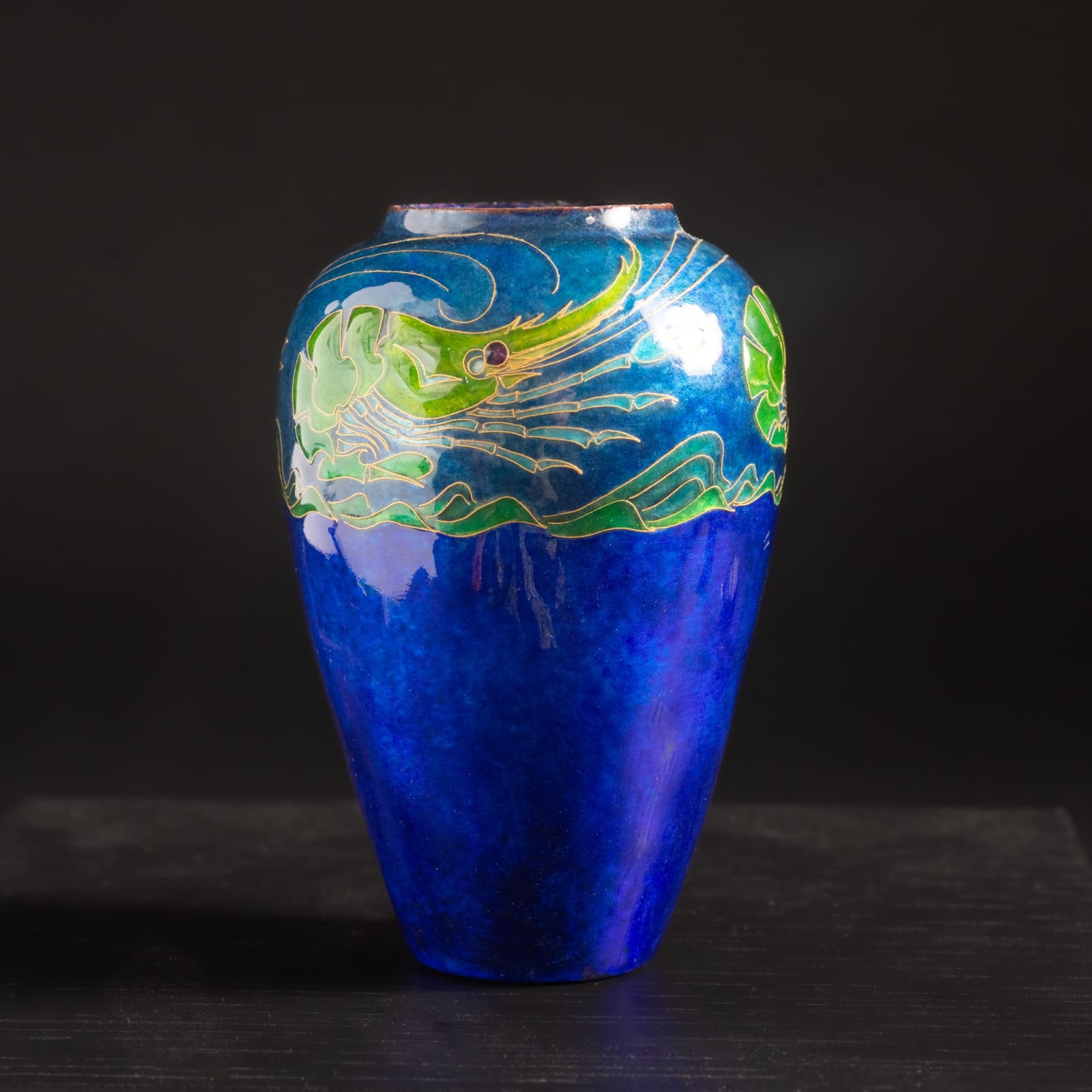 Marguerite de Bodinat, Cloisonné Shrimp Vase,  1905