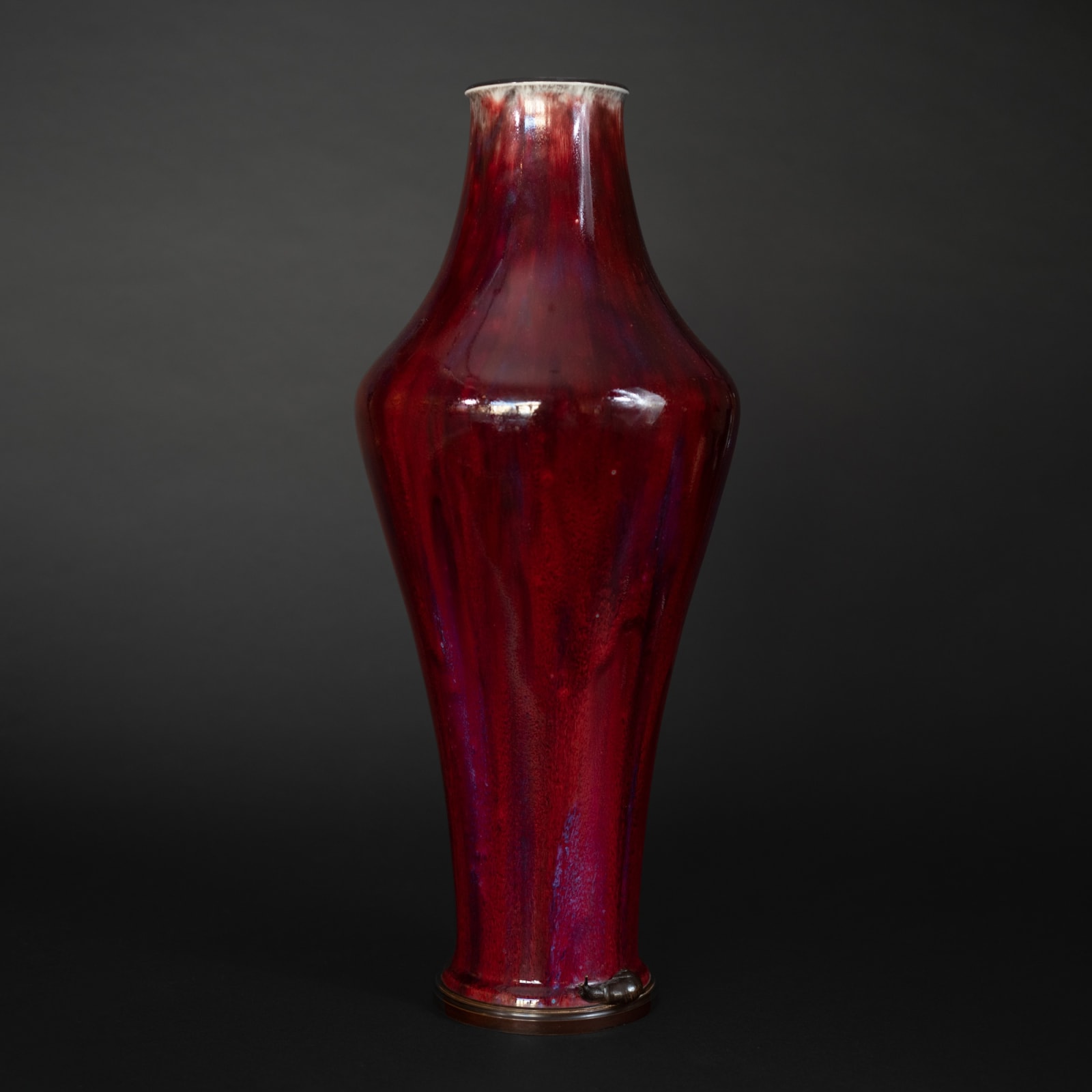The Manufacture nationale de Sèvres, Oxblood Vase with Bronze Snail Mount, 1898
