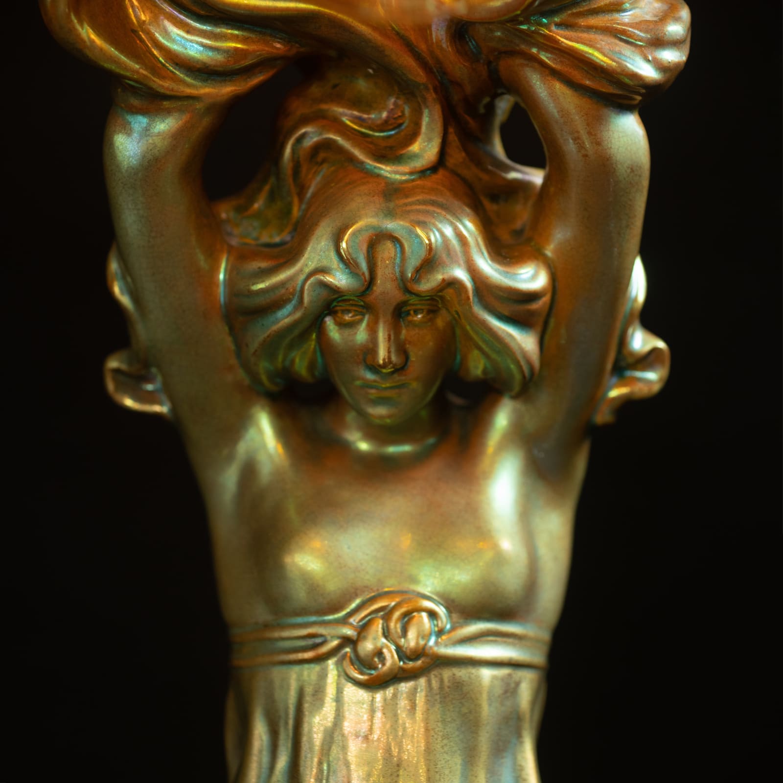 Zsolnay Pecs, Maiden Lamp,  c. 1902