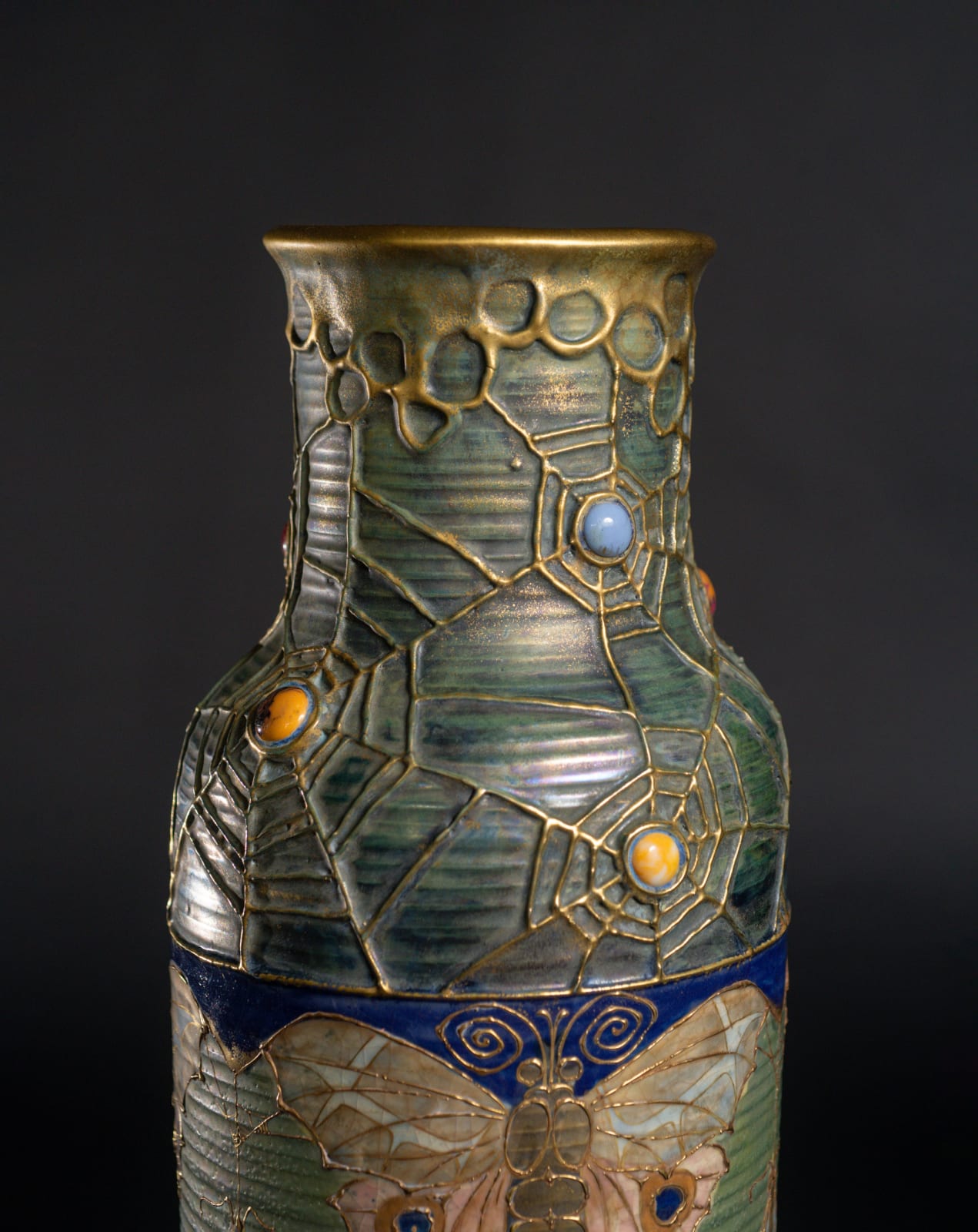 Amphora, Gres Bijou Series Butterflies & Spiderwebs Semiramis Vase,  1904-1906