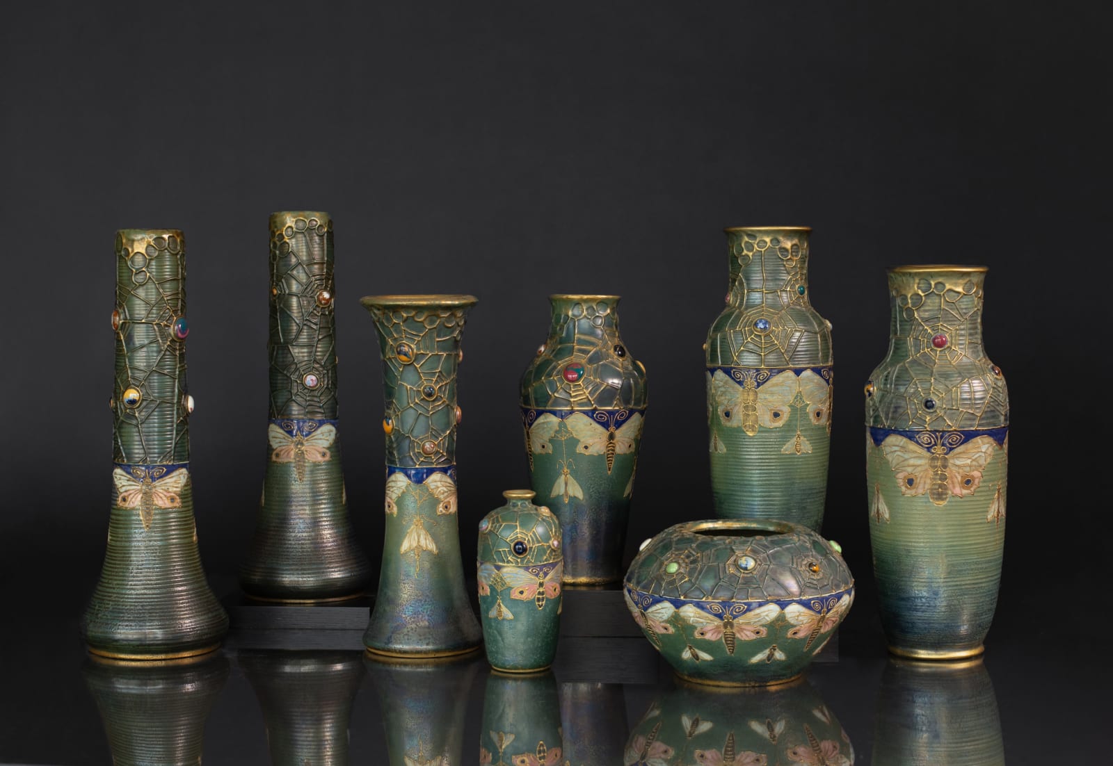 Amphora, Gres Bijou Series Butterflies & Spiderwebs Semiramis Vase,  1904-1906