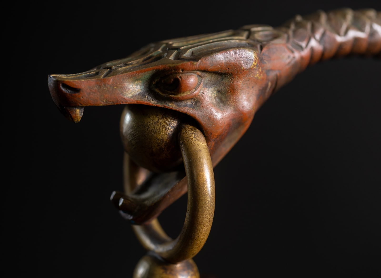 Fabulous Unknown, Repousse Snake Lamp,  c. 1900