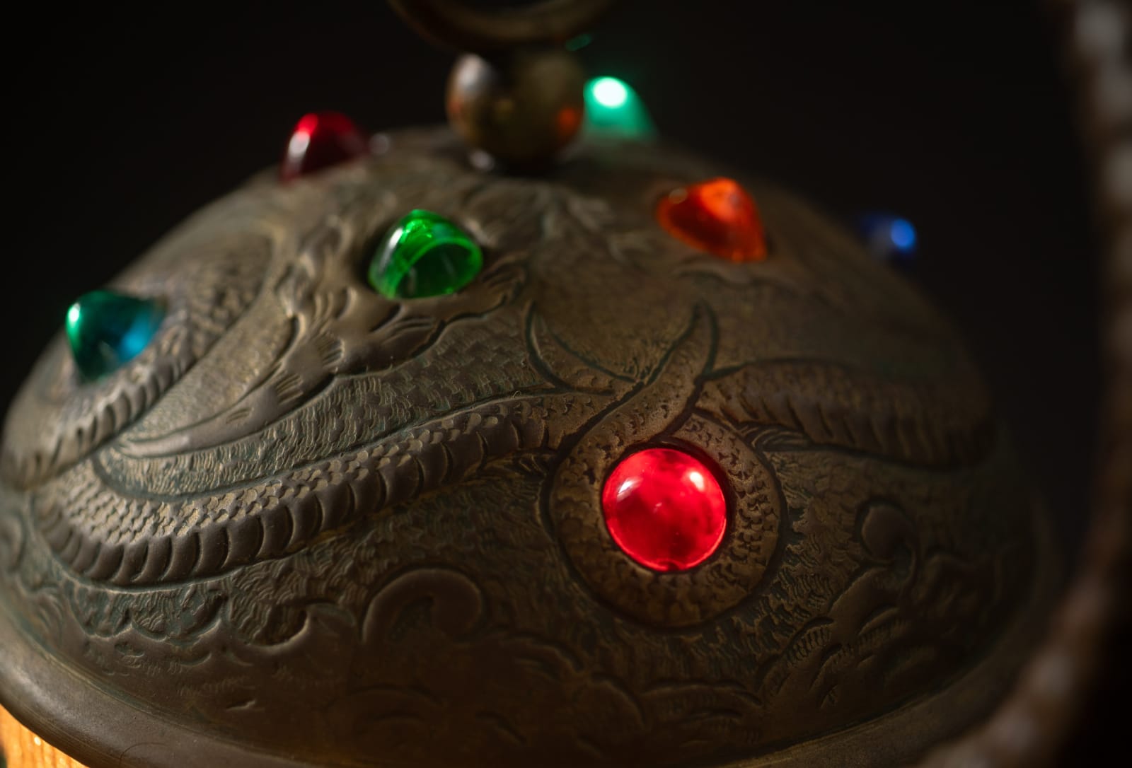 Fabulous Unknown, Repousse Snake Lamp,  c. 1900