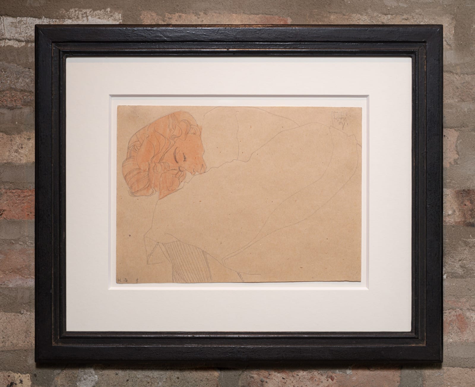 Egon Schiele, Schlafendes Mädchen (Portrait of Melanie Schiele; Study for Danae),  1908
