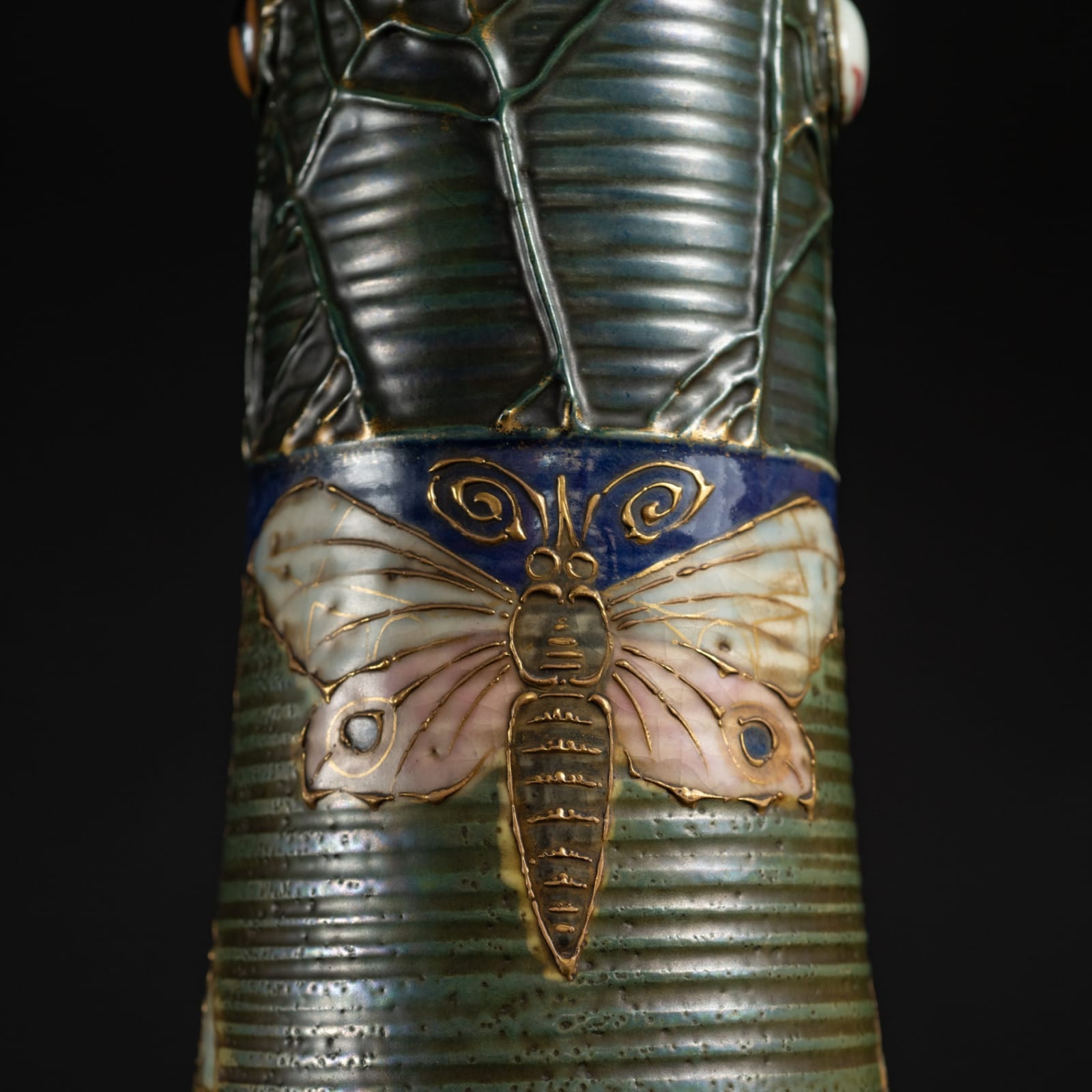 Amphora, Pair of Gres Bijou Butterflies & Spiderwebs Semiramis Vases,  1904-1906