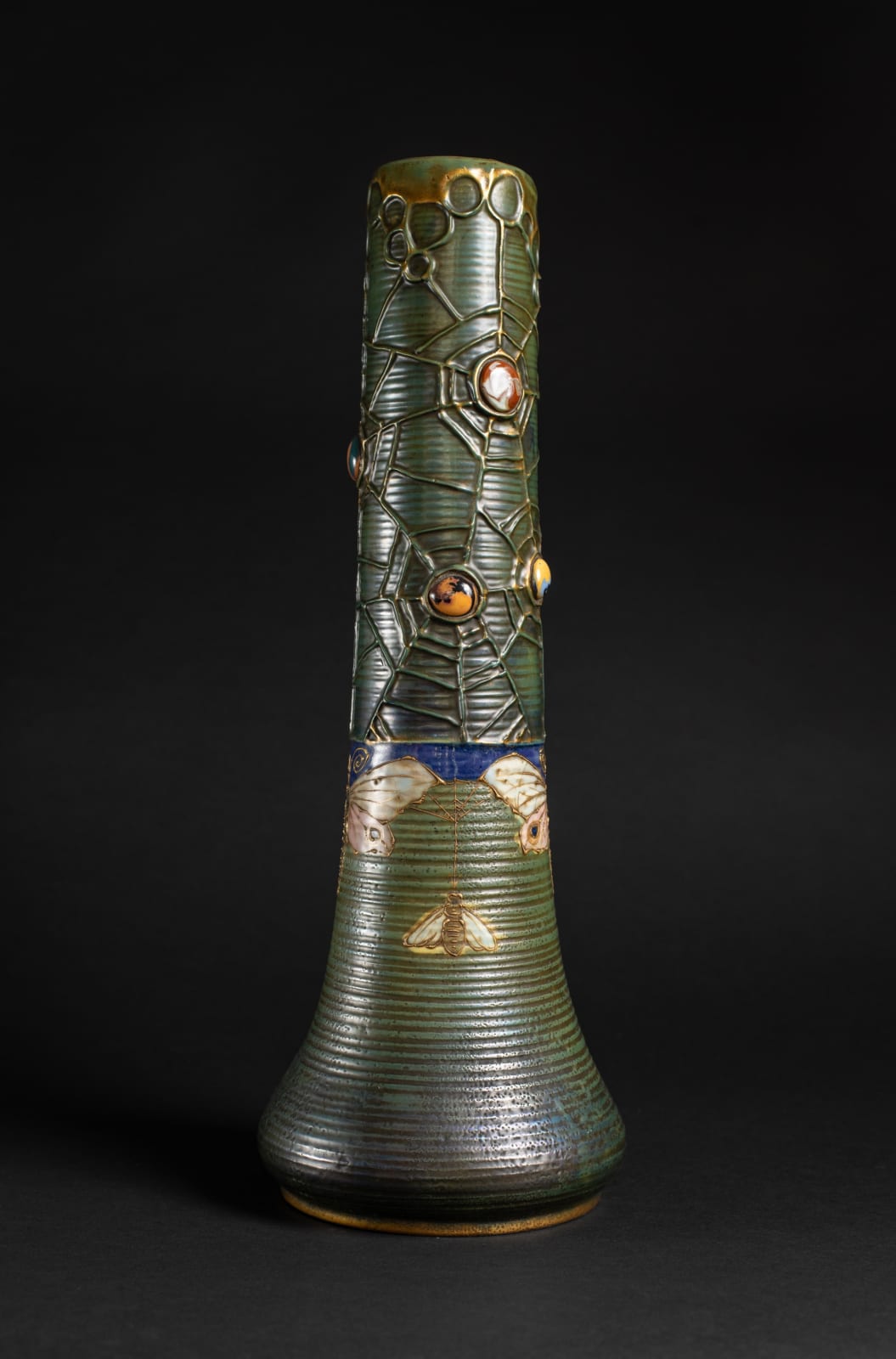 Amphora, Pair of Gres Bijou Butterflies & Spiderwebs Semiramis Vases,  1904-1906