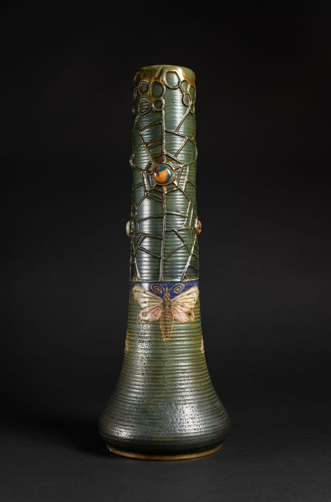 Amphora, Pair of Gres Bijou Butterflies & Spiderwebs Semiramis Vases,  1904-1906