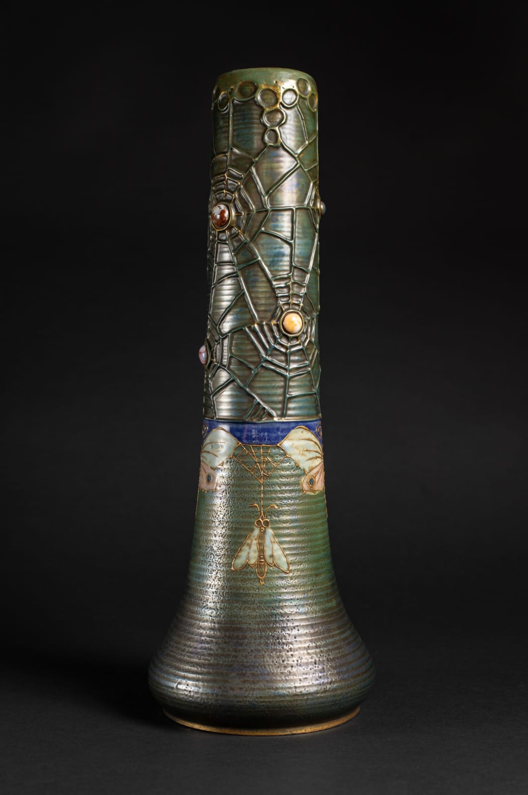 Amphora, Pair of Gres Bijou Butterflies & Spiderwebs Semiramis Vases,  1904-1906