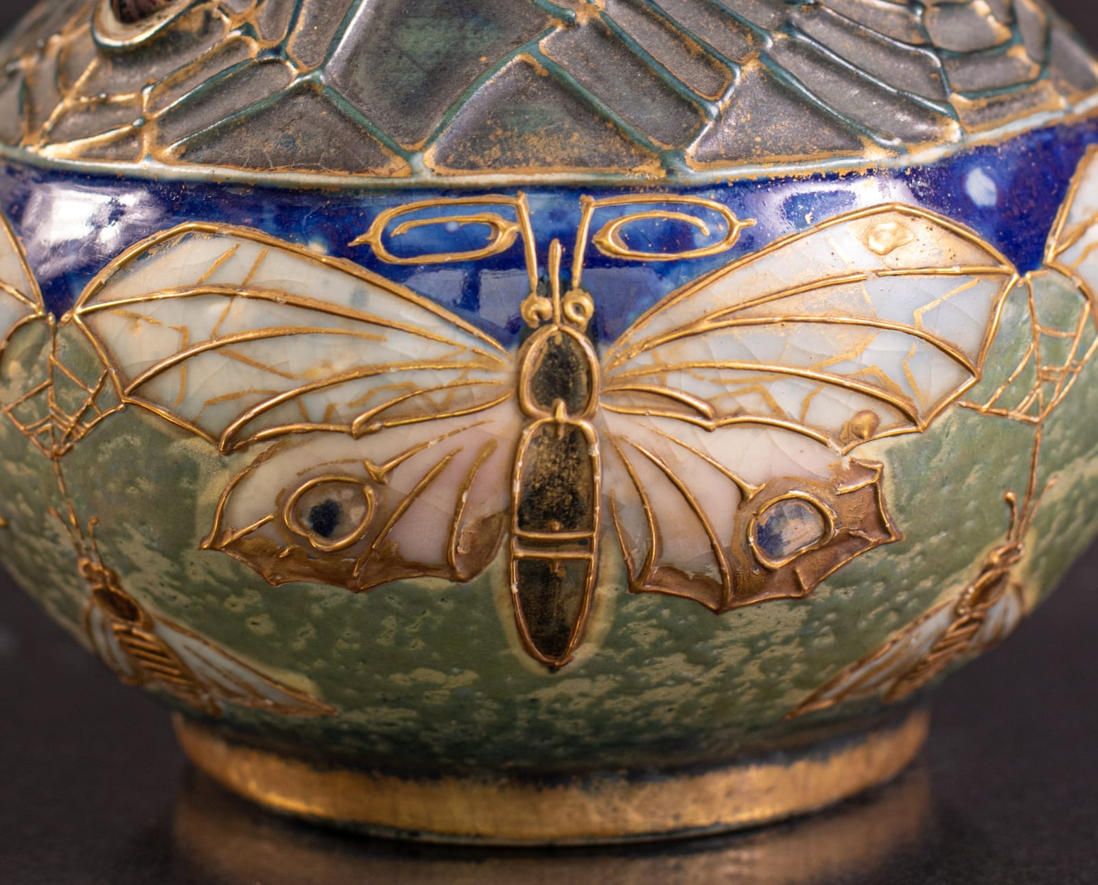 Amphora, Gres Bijou Butterflies & Spiderwebs Small Gourd Vase,  1904-1906