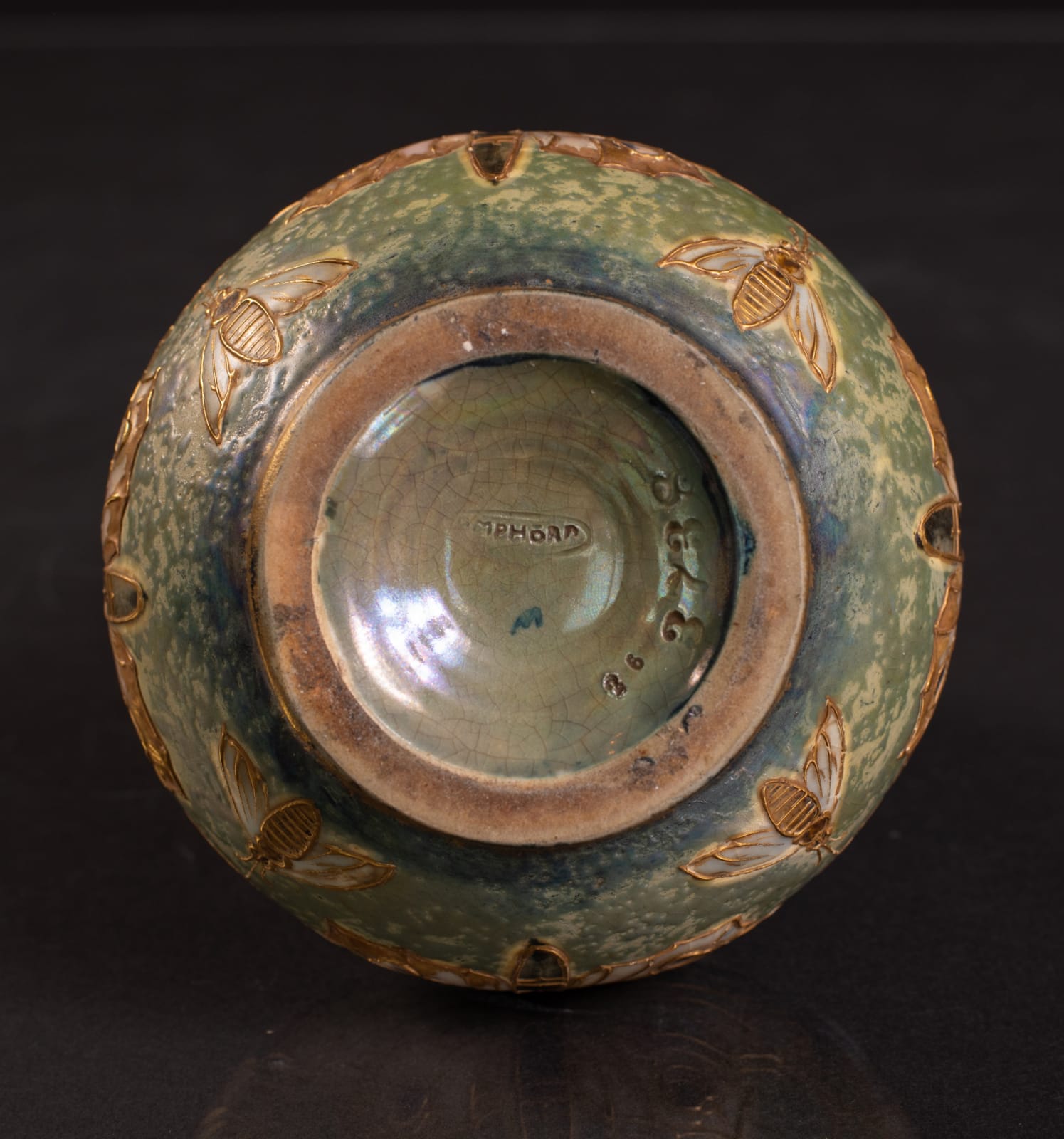 Amphora, Gres Bijou Butterflies & Spiderwebs Small Gourd Vase,  1904-1906