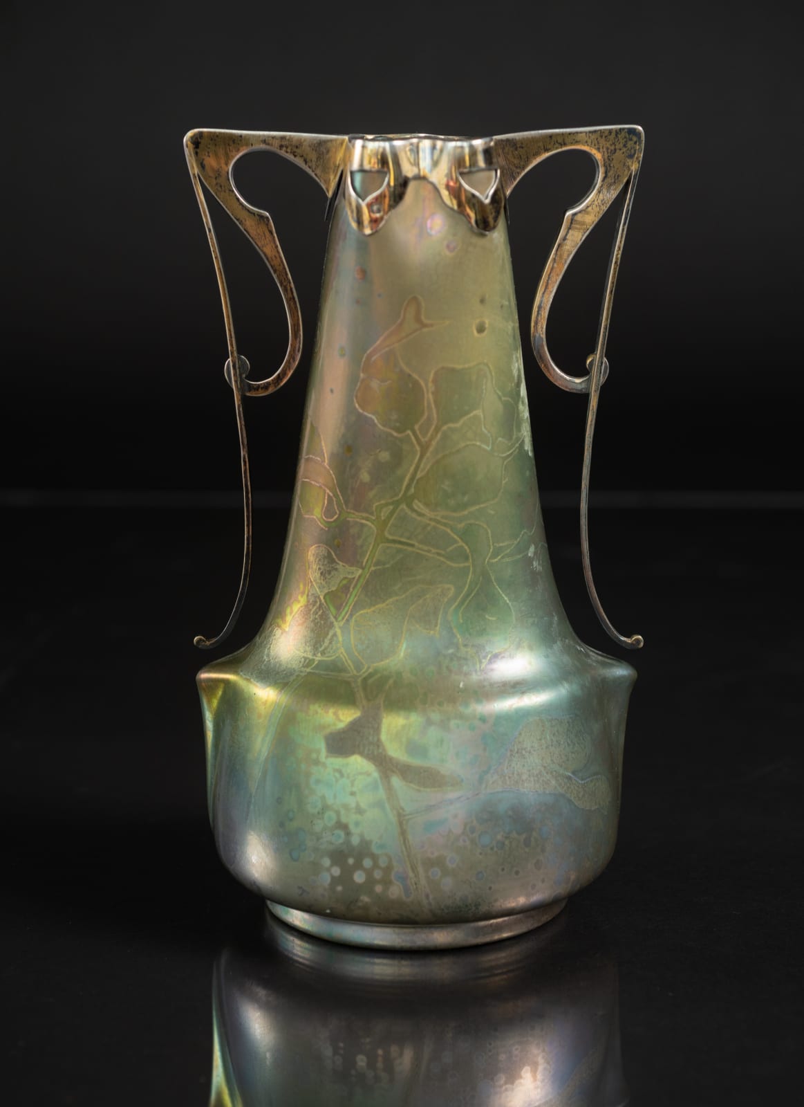 Massier, Foliage Vase with Silver Mount,  c. 1890