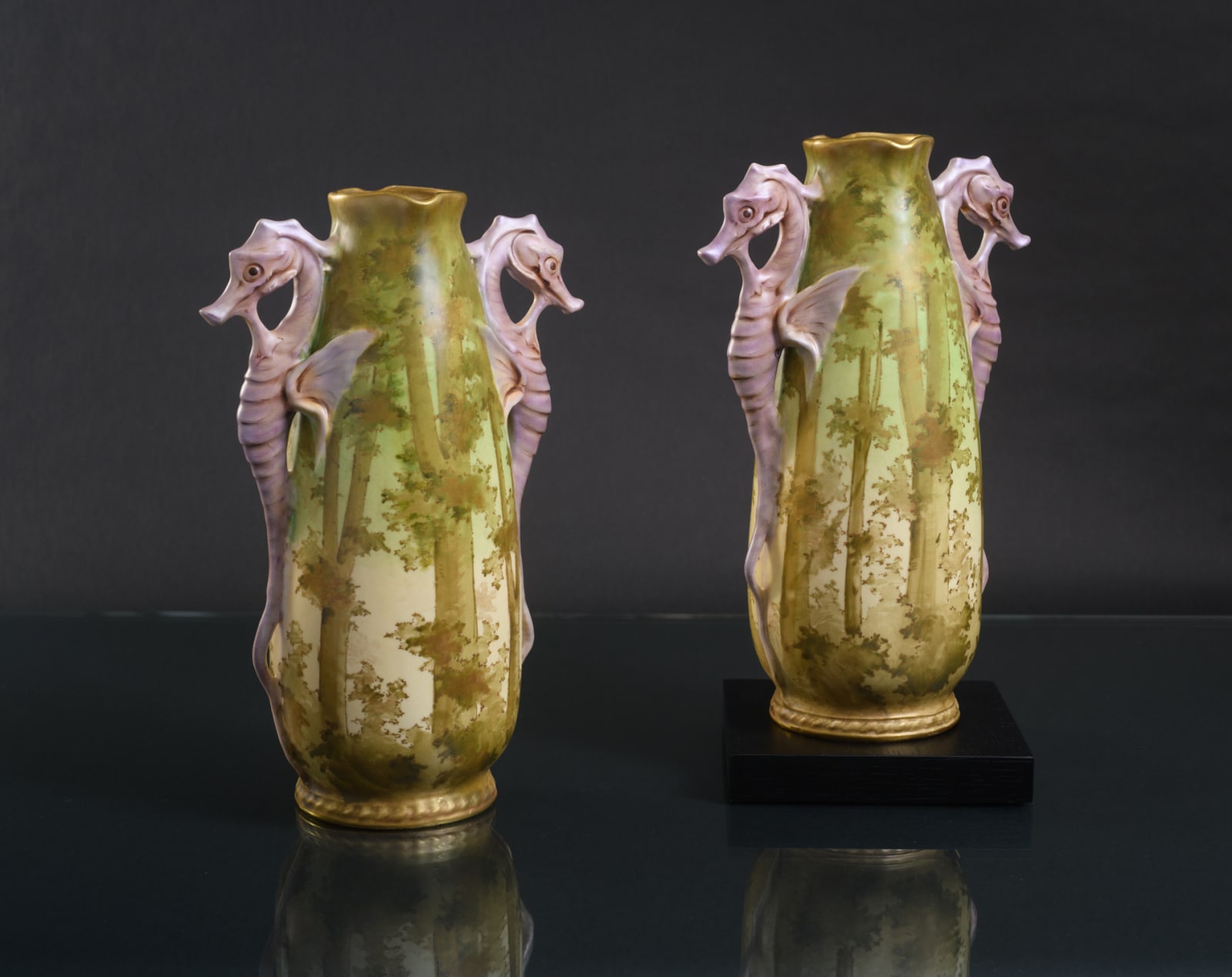 Amphora, Pair of Vases with Seahorse Handles,  1899-1900