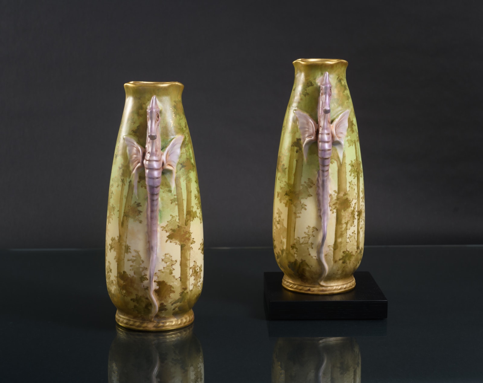 Amphora, Pair of Vases with Seahorse Handles,  1899-1900