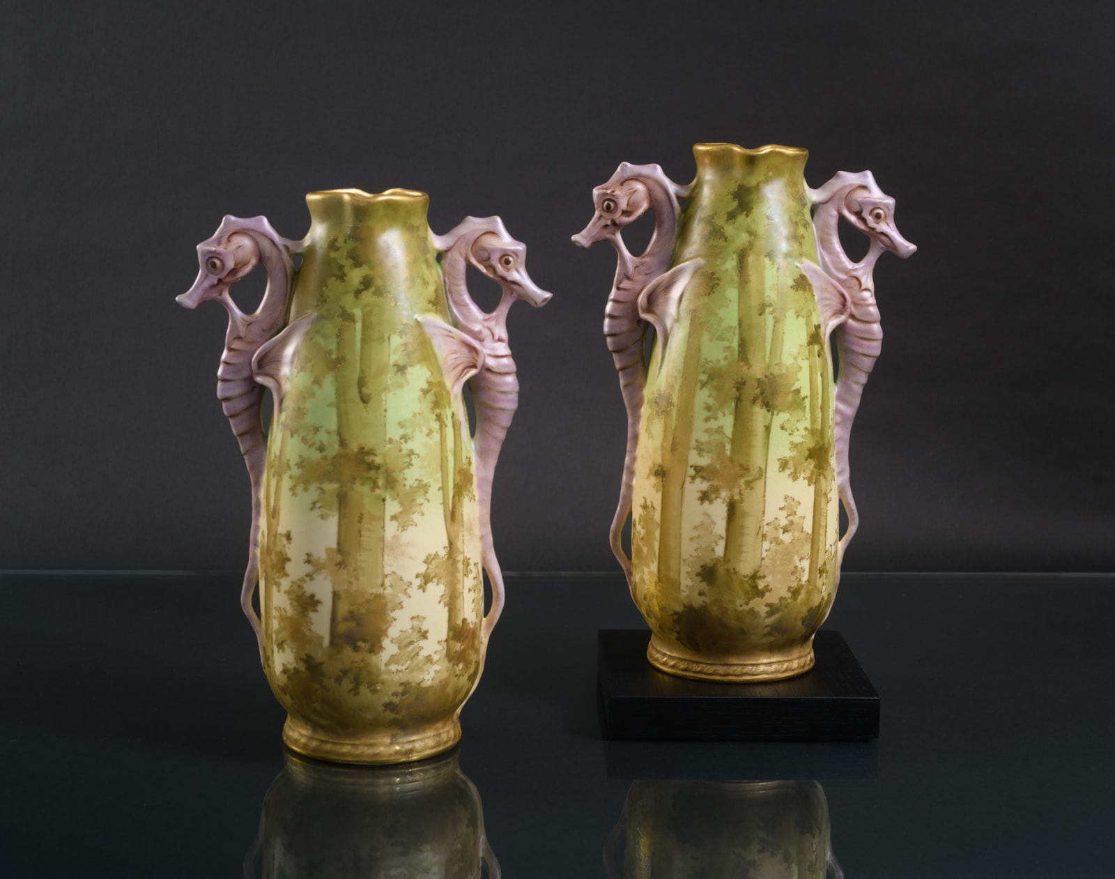 Amphora, Pair of Vases with Seahorse Handles,  1899-1900