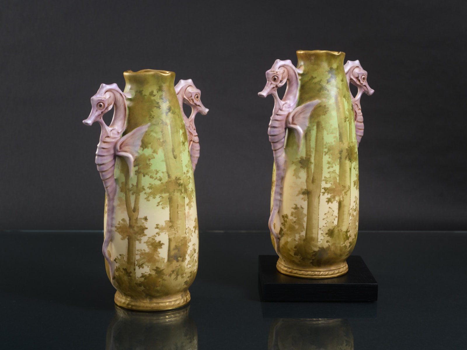 Amphora, Pair of Vases with Seahorse Handles,  1899-1900