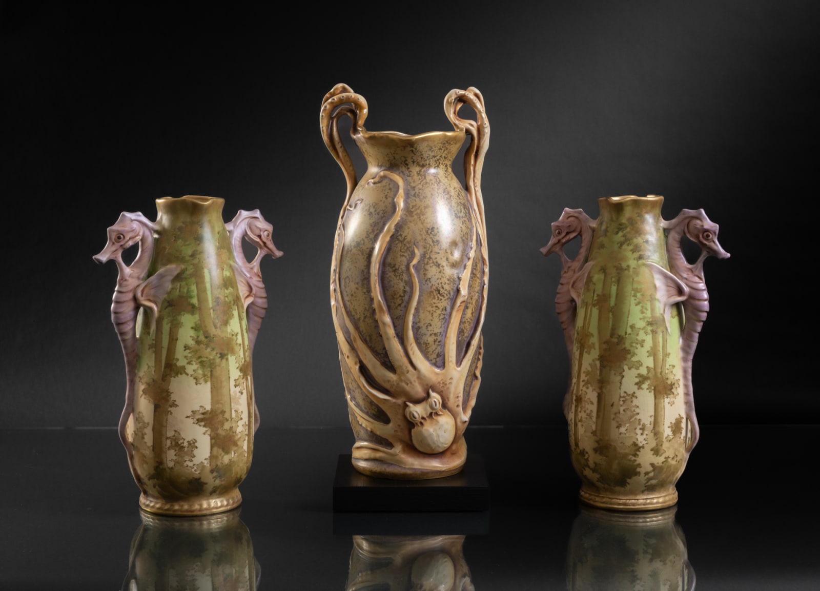 Amphora, Pair of Vases with Seahorse Handles,  1899-1900