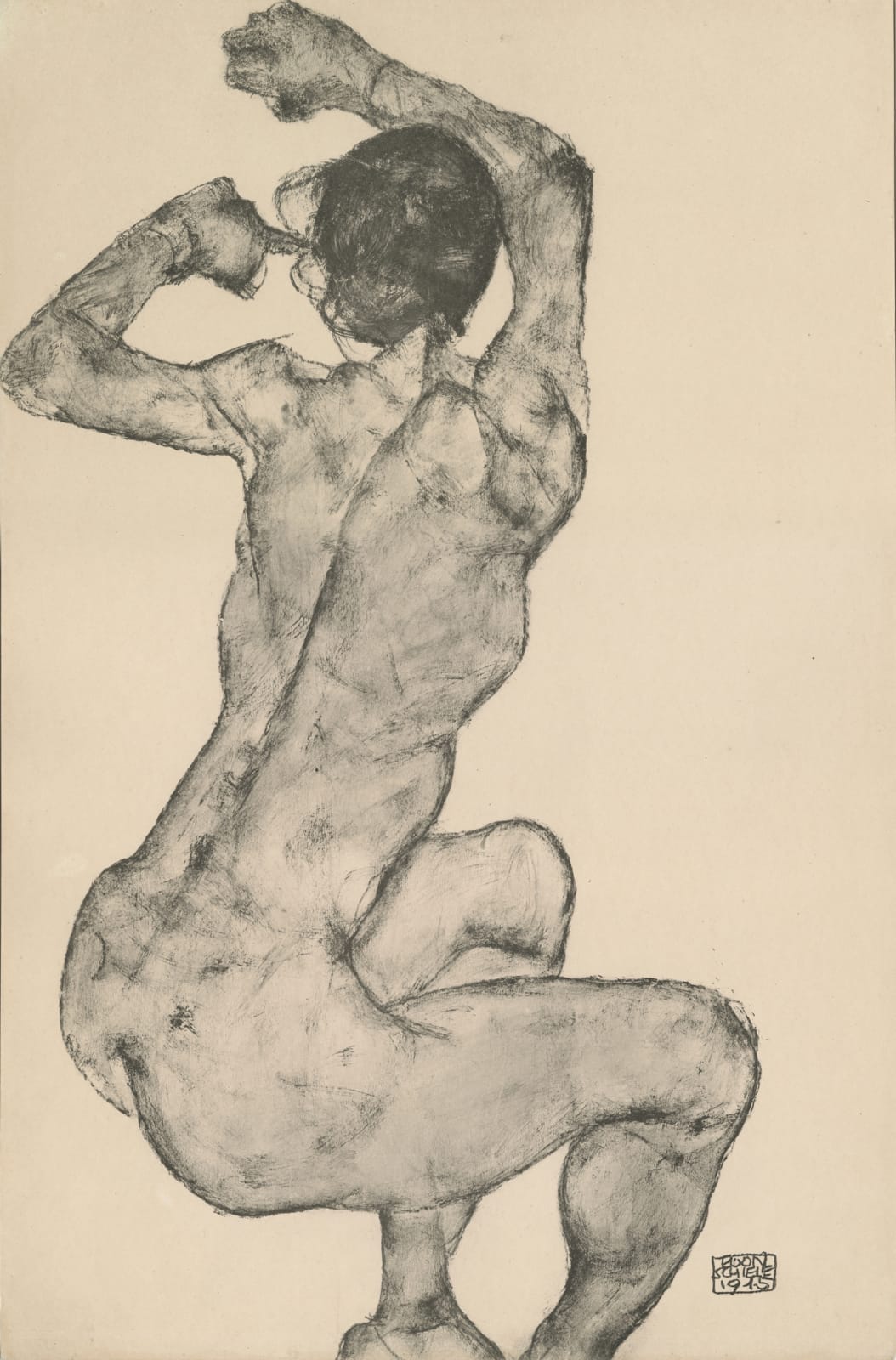 Egon Schiele, Nude with Raised Arm,  1917