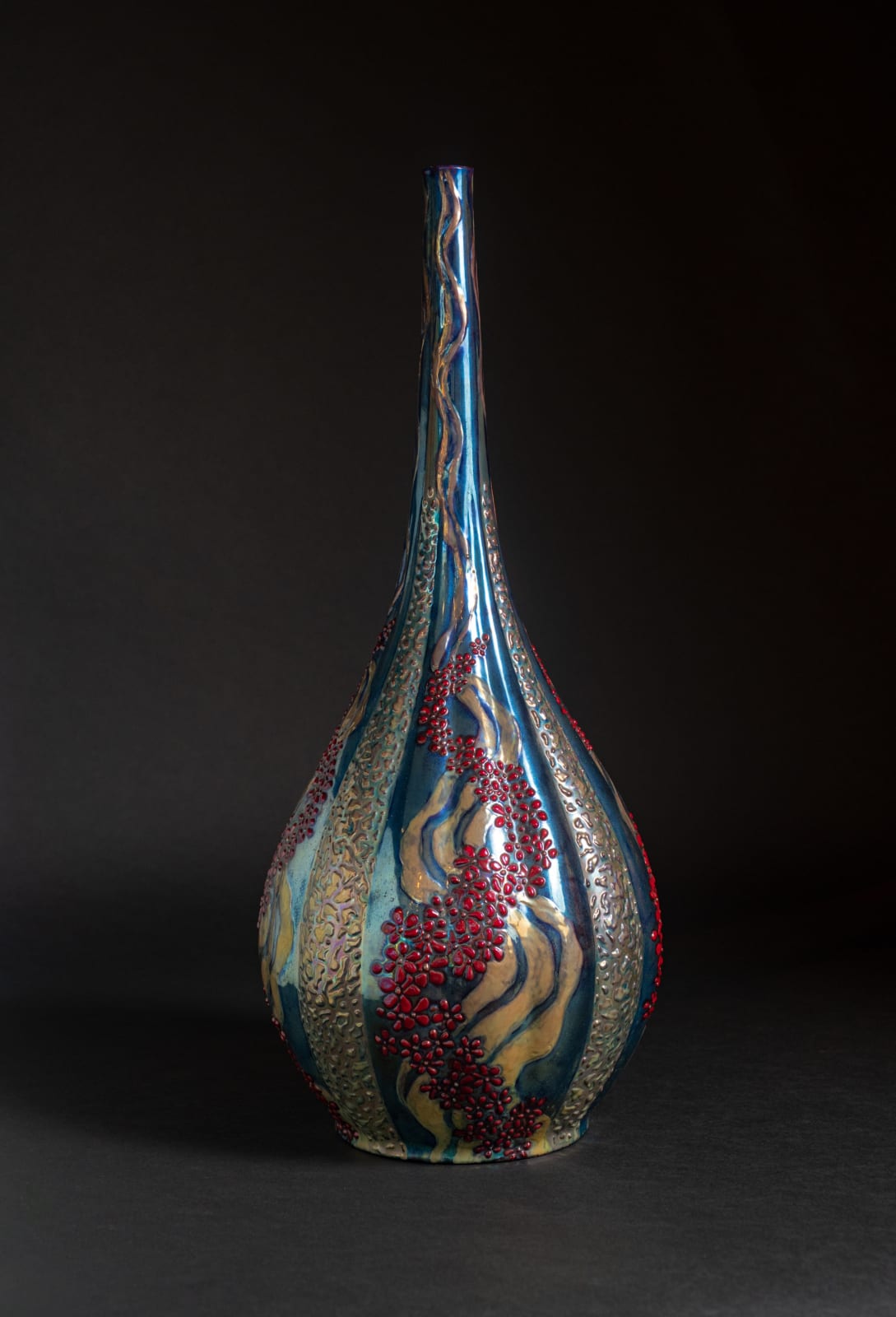 Zsolnay Pecs, Floral Ether Vase,  1899