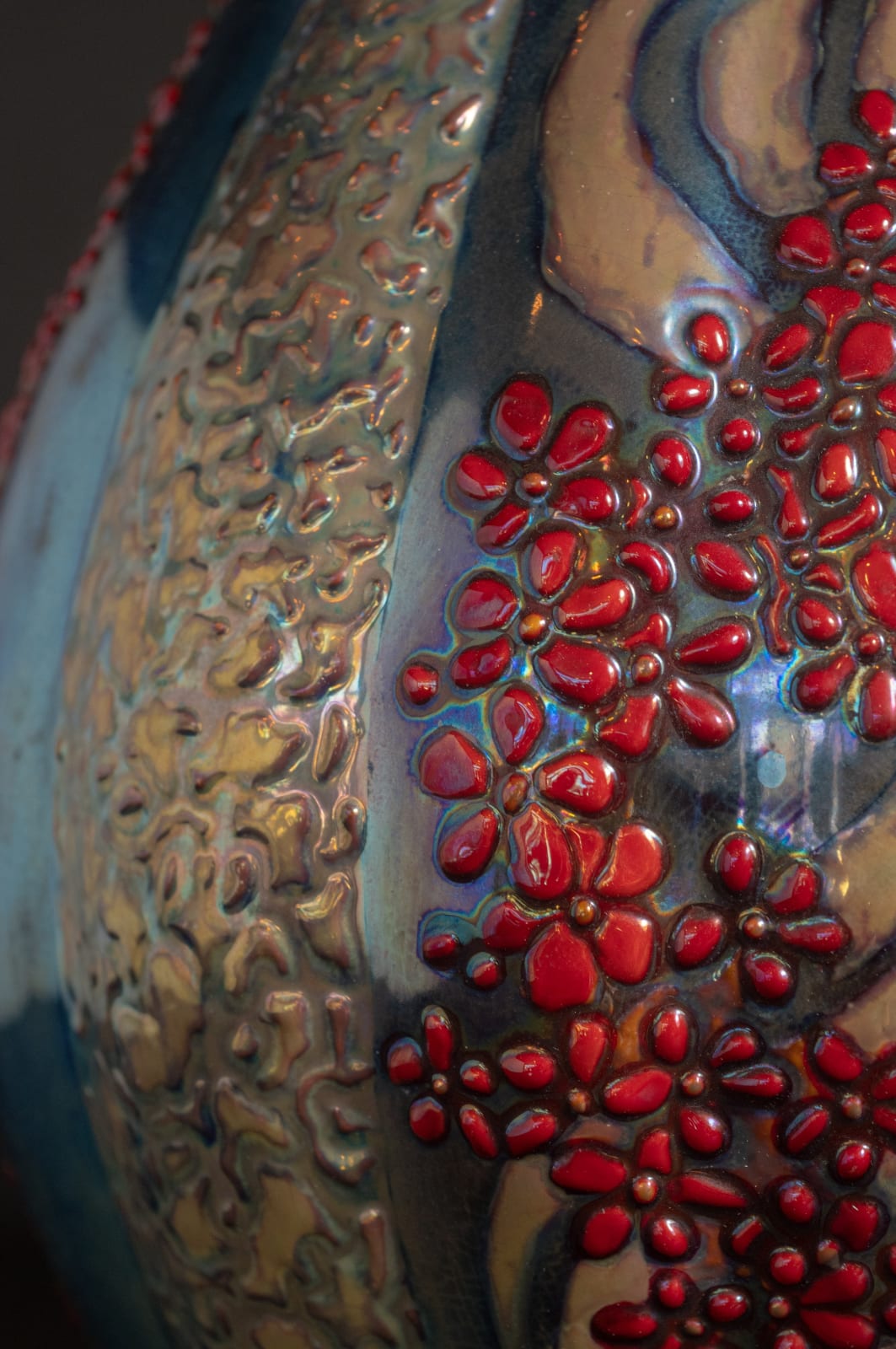 Zsolnay Pecs, Floral Ether Vase,  1899