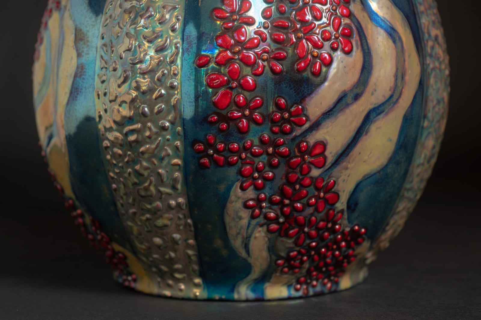 Zsolnay Pecs, Floral Ether Vase,  1899