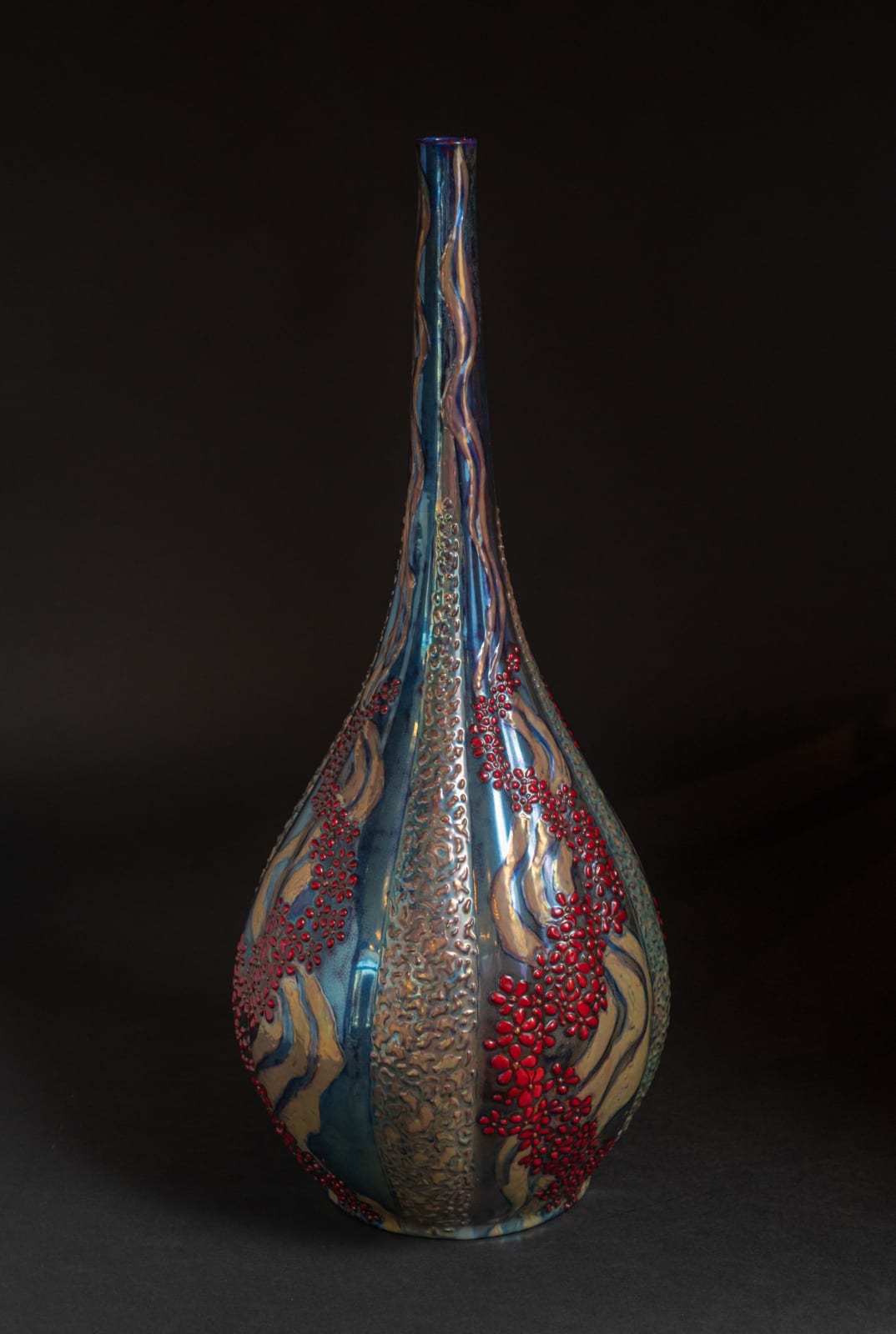 Zsolnay Pecs, Floral Ether Vase,  1899