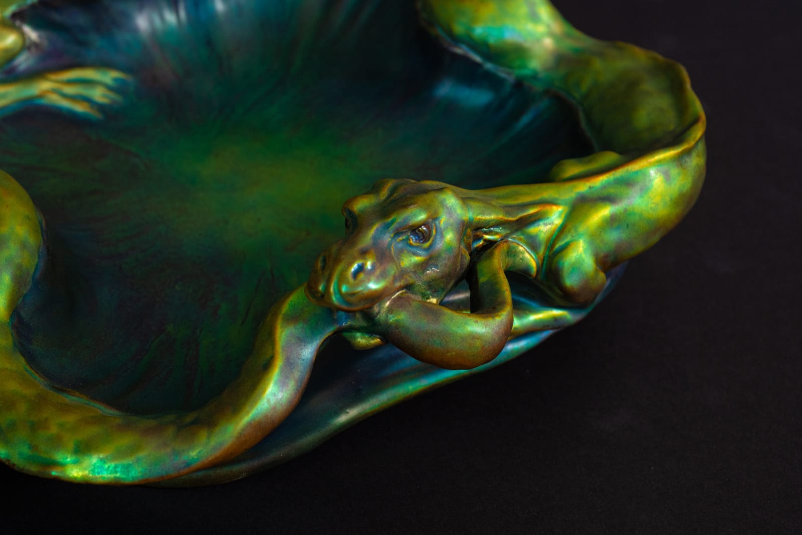 Zsolnay Pecs, Double Dragon Centerpiece,  1899-1900