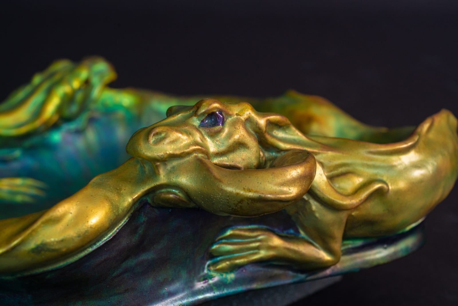 Zsolnay Pecs, Double Dragon Centerpiece,  1899-1900