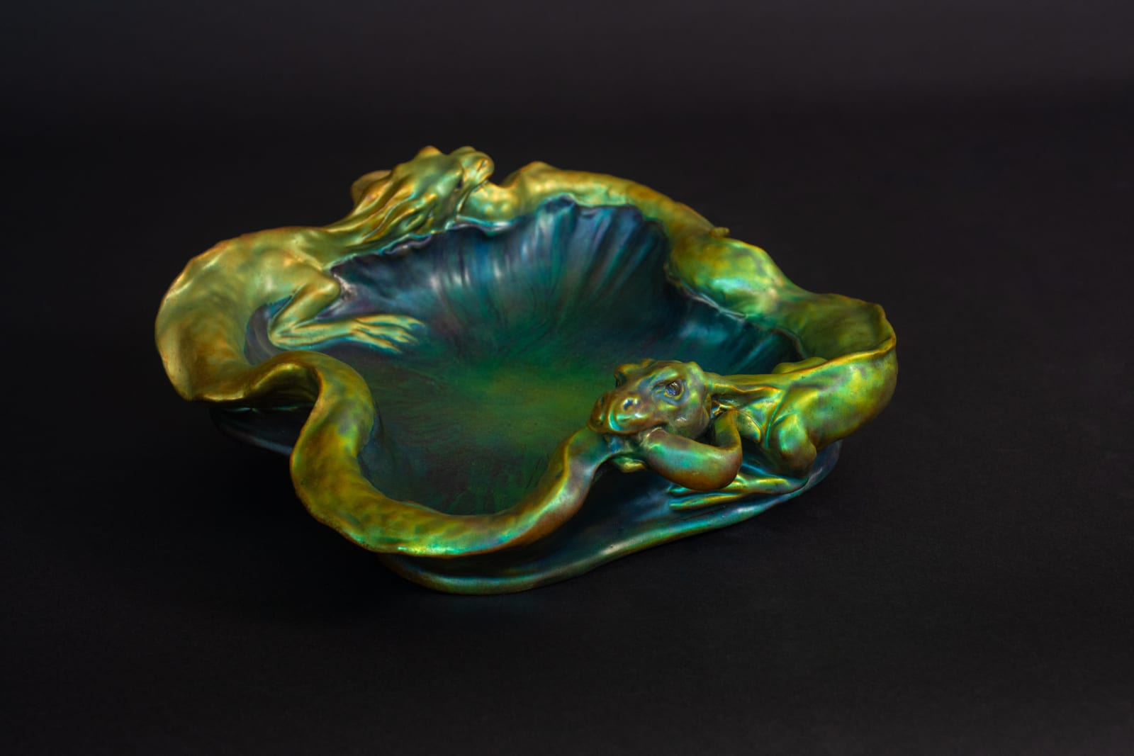 Zsolnay Pecs, Double Dragon Centerpiece,  1899-1900