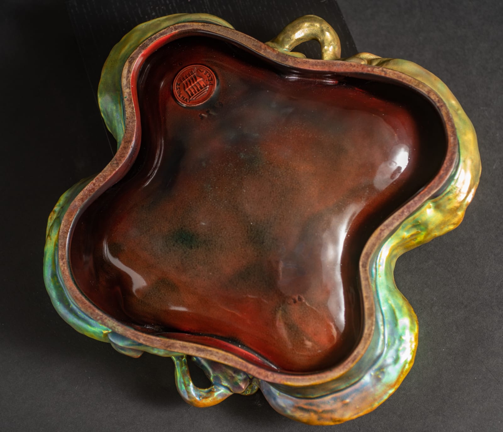 Zsolnay Pecs, Double Dragon Centerpiece,  1899-1900