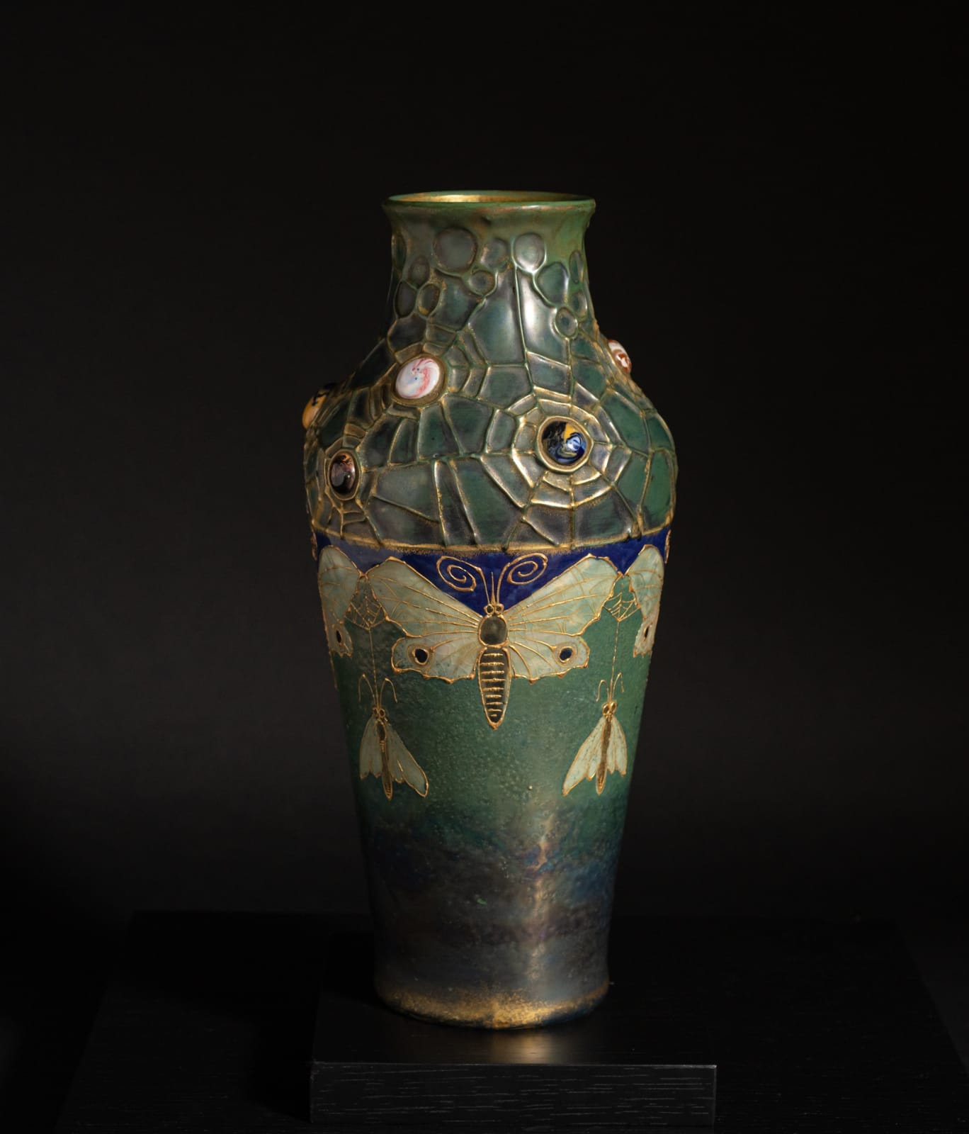 Amphora, Gres Bijou Series Butterflies & Spiderwebs Vase,  1904-1906