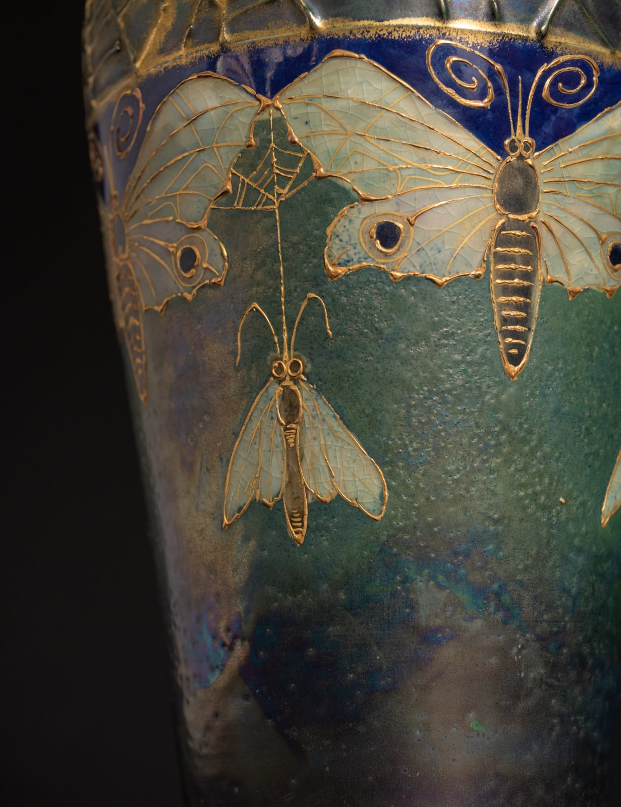 Amphora, Gres Bijou Series Butterflies & Spiderwebs Vase,  1904-1906