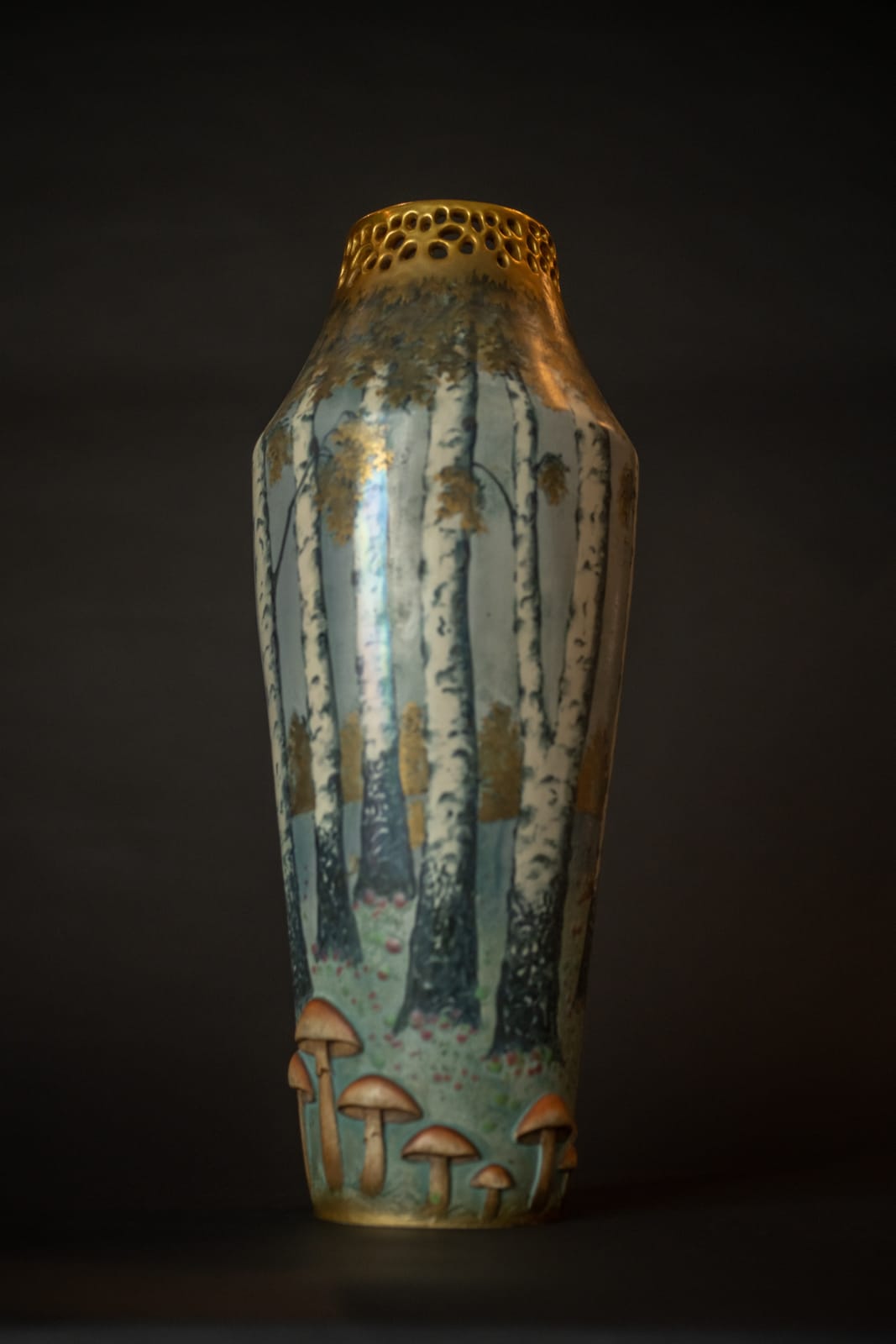 Amphora, Reticulated Vase with Forest and Mushroom Motif,  1906-1907