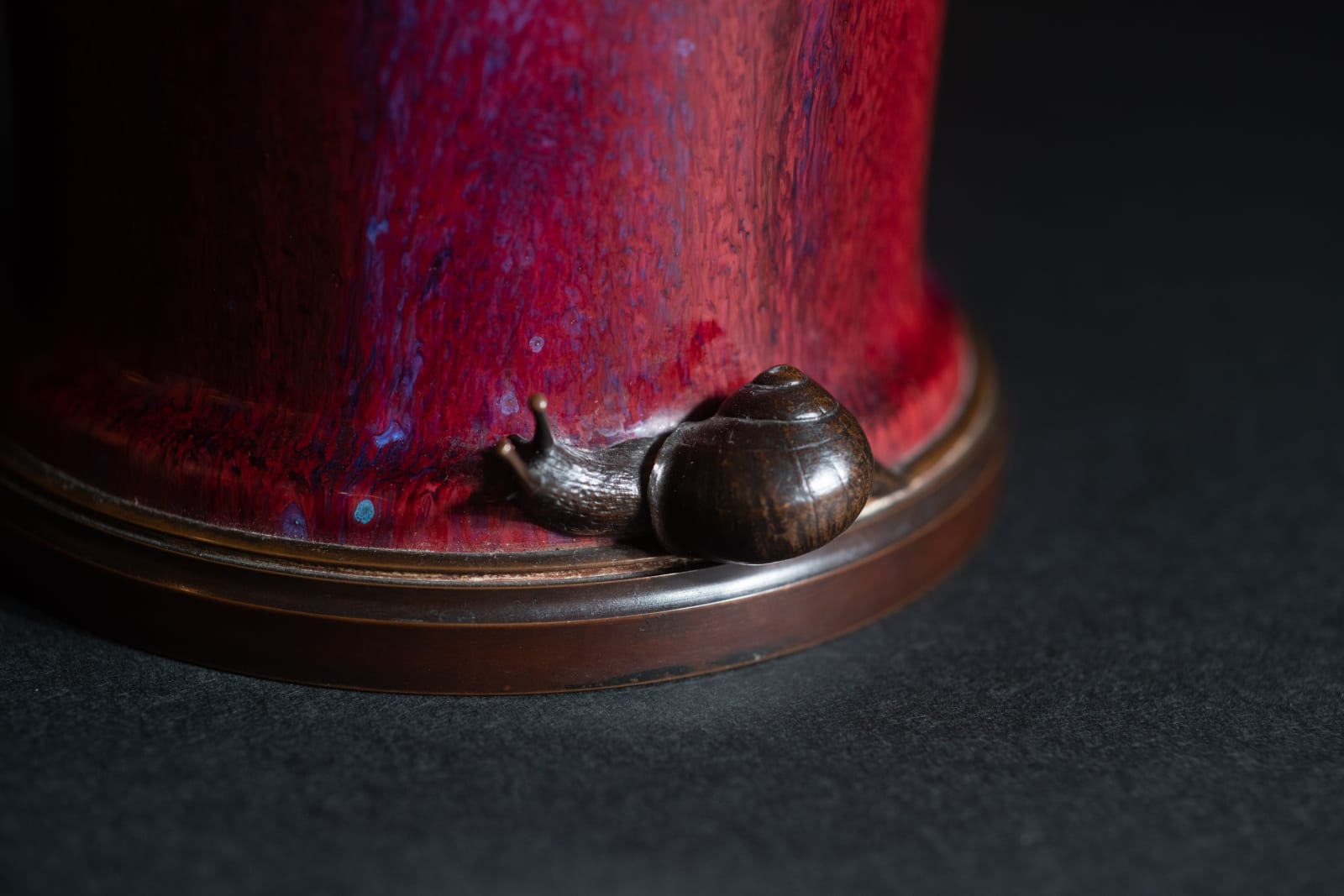 The Manufacture nationale de Sèvres, Oxblood Vase with Bronze Snail Mount, 1898