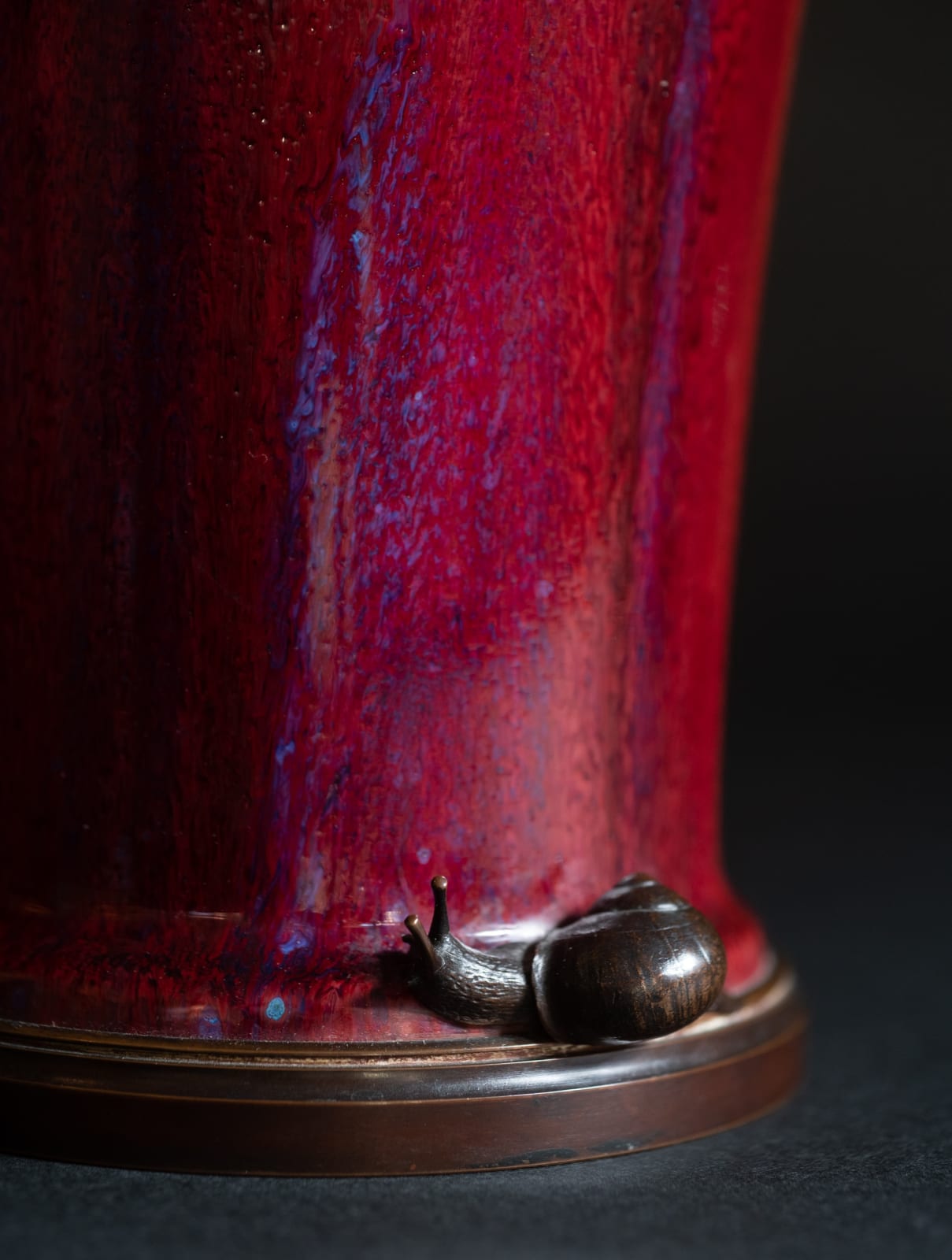 The Manufacture nationale de Sèvres, Oxblood Vase with Bronze Snail Mount, 1898